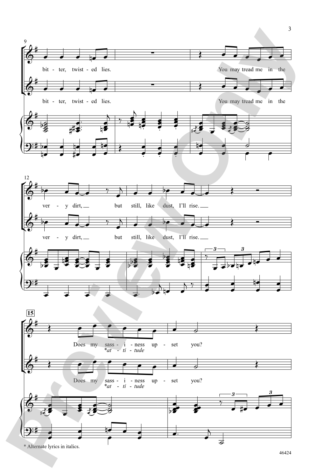 Still I Rise: SSAA Choral Octavo