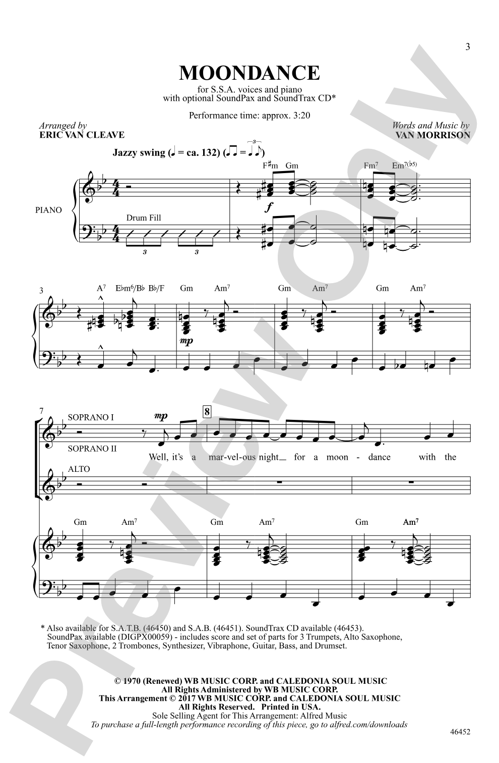 Moondance: SSA Choral Octavo