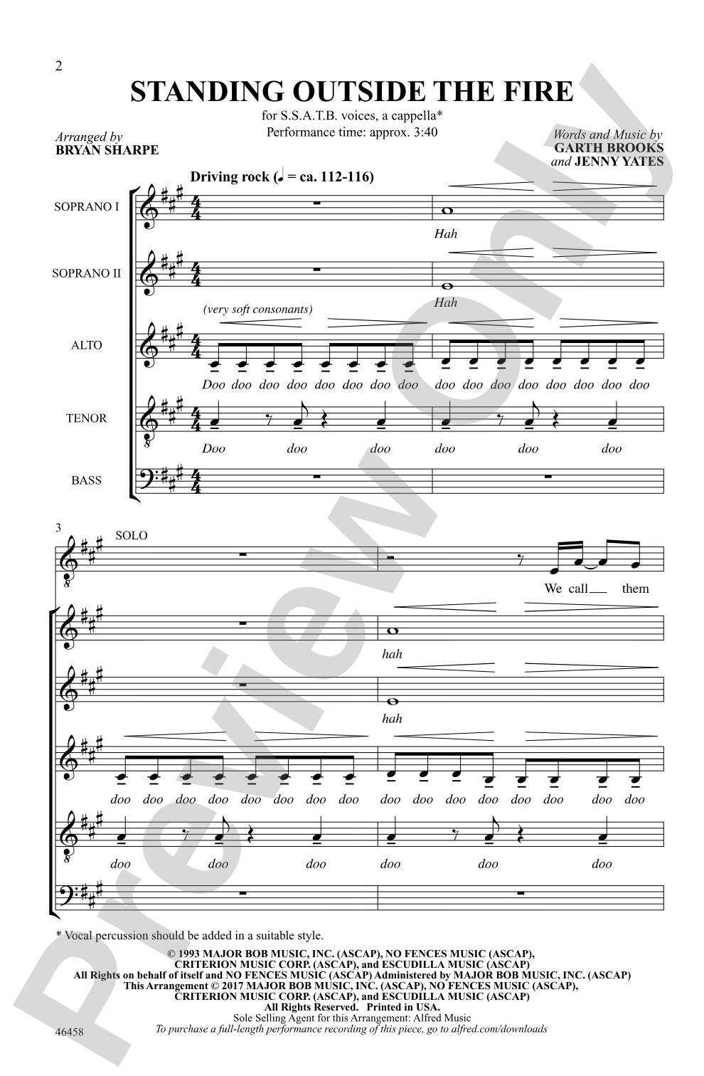 Standing Outside the Fire: SSATB, <i>a cappella</i> & Solo Choral Octavo