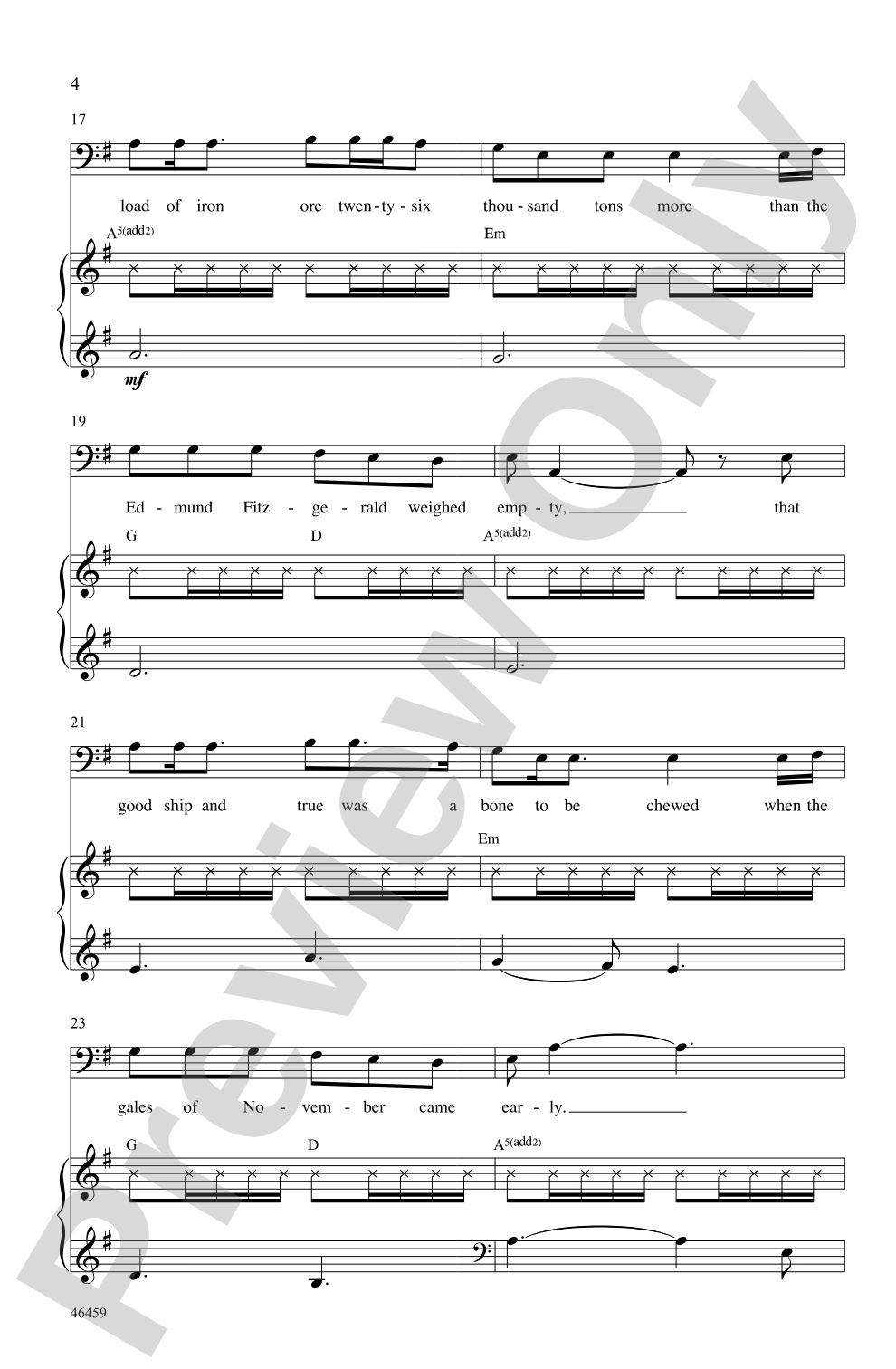The Wreck of the Edmund Fitzgerald: TTBB Choral Octavo
