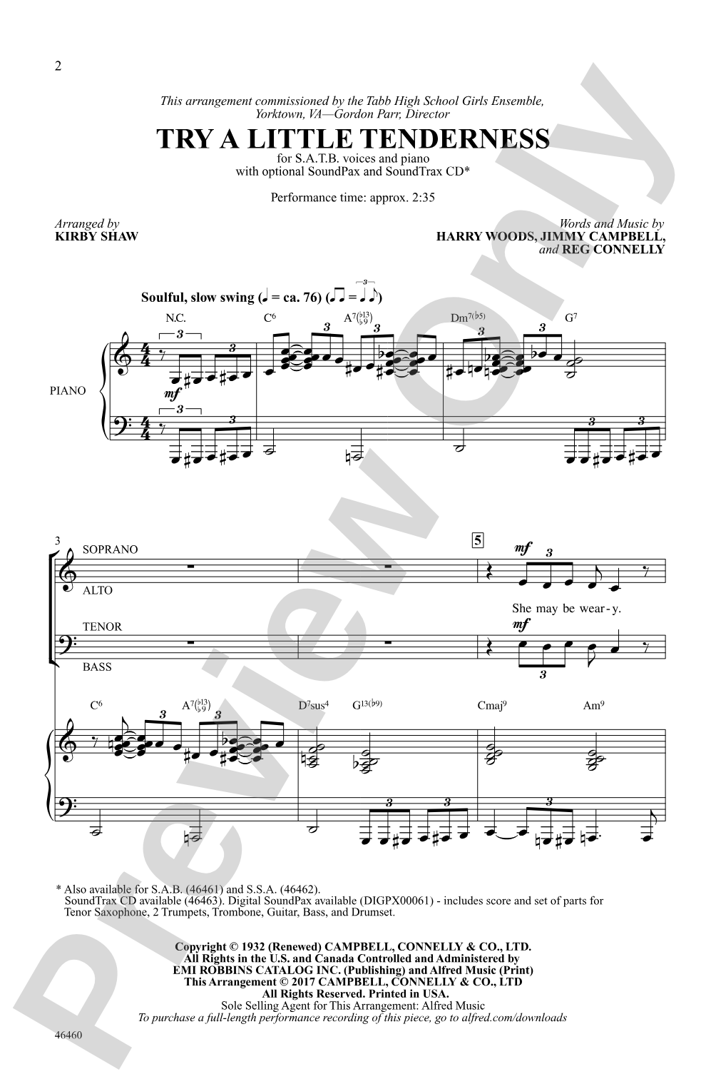Try a Little Tenderness: SATB Choral Octavo