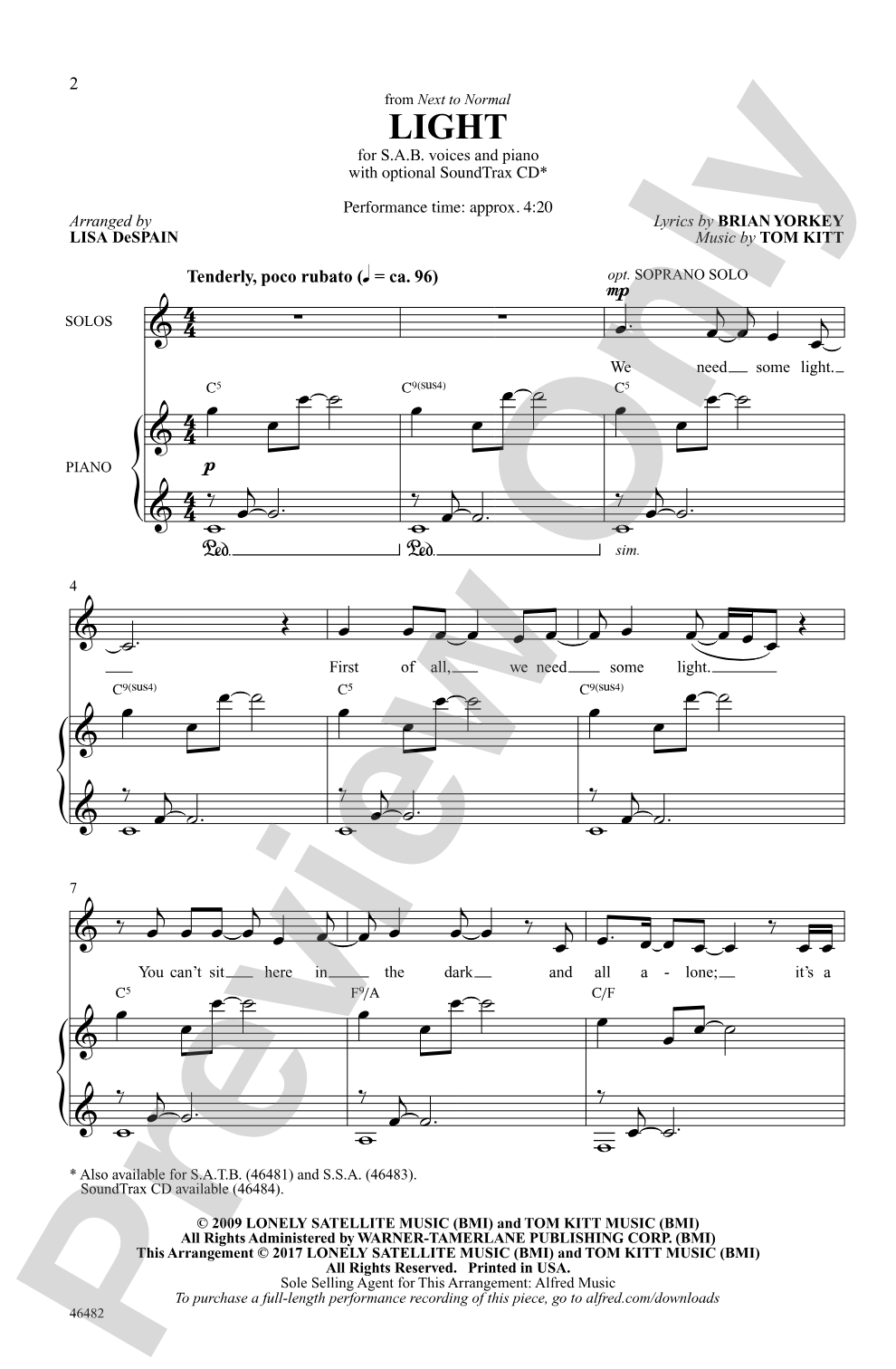 Light: SAB Choral Octavo