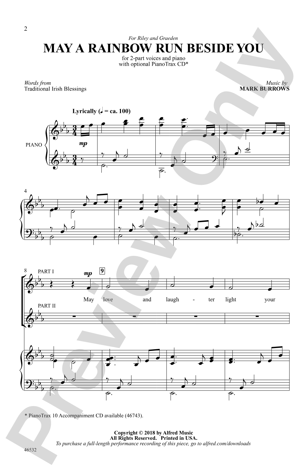 May a Rainbow Run Beside You: 2-Part Choral Octavo