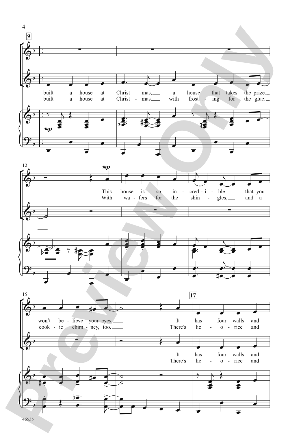 Candy-Covered Gingerbread House: 2-Part Choral Octavo