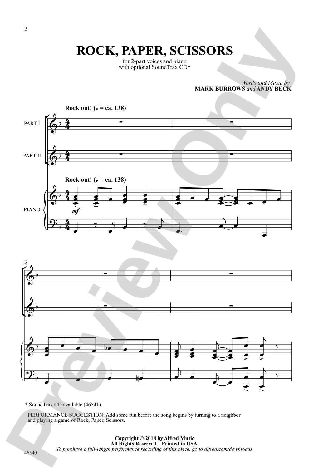 Rock, Paper, Scissors: 2-Part Choral Octavo