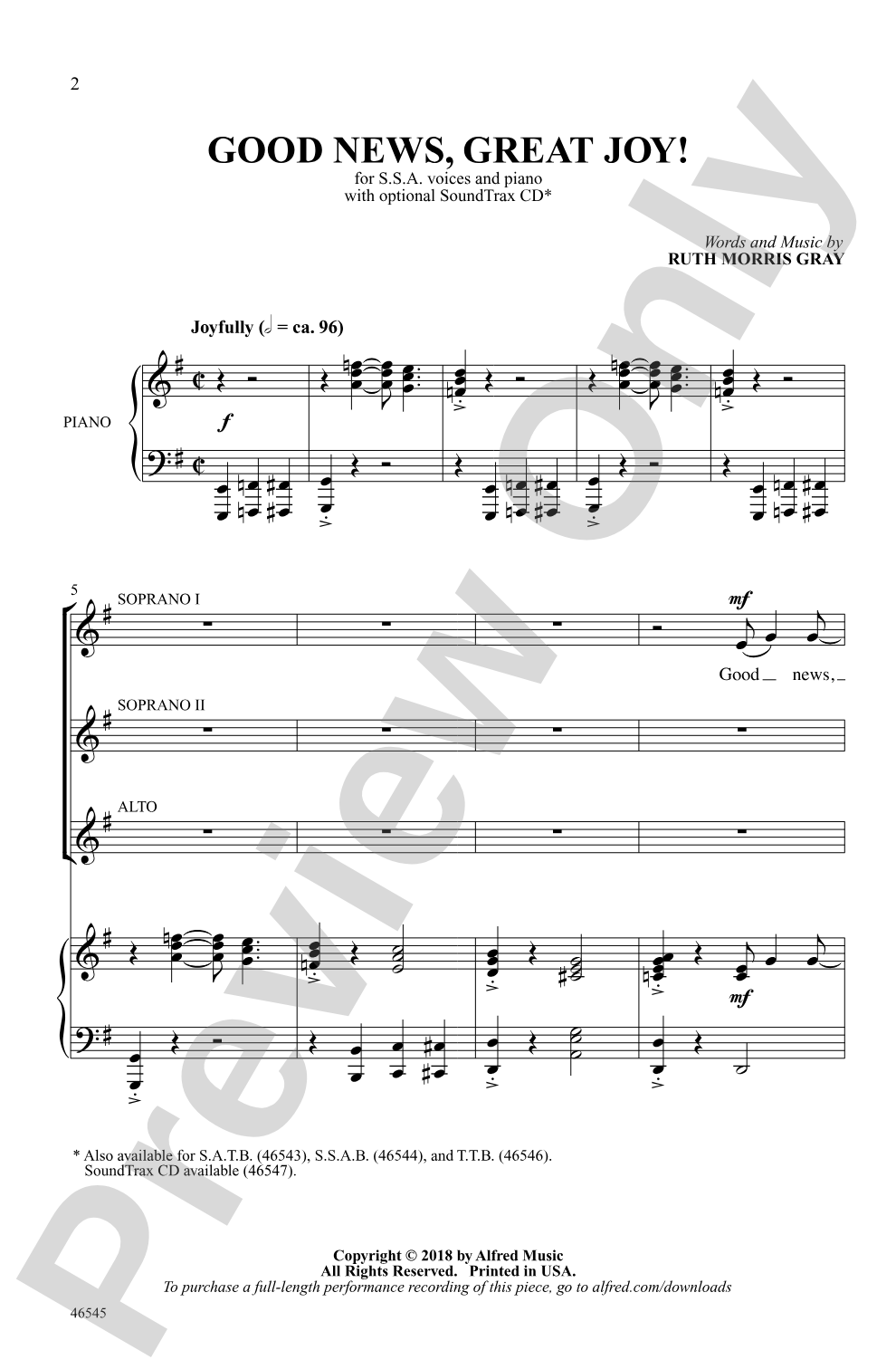 Good News, Great Joy!: SSA Choral Octavo