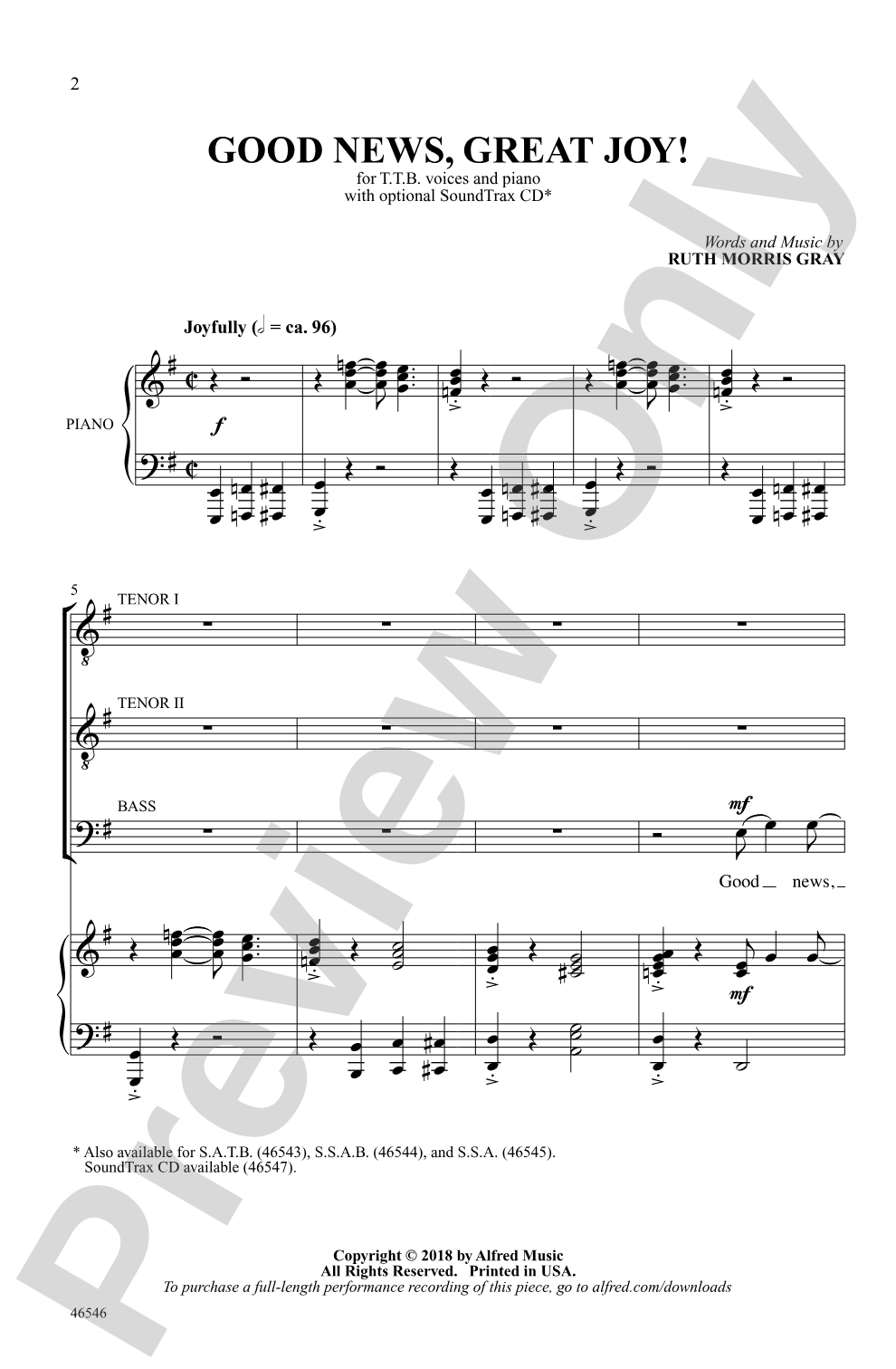Good News, Great Joy!: TTB Choral Octavo