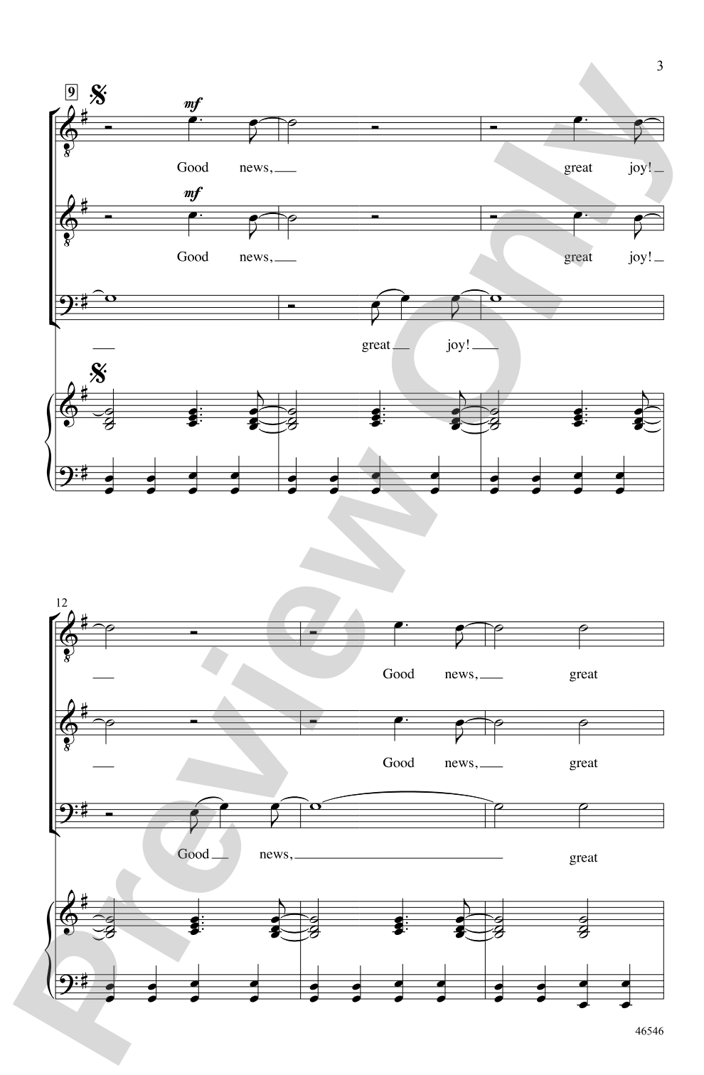 Good News, Great Joy!: TTB Choral Octavo