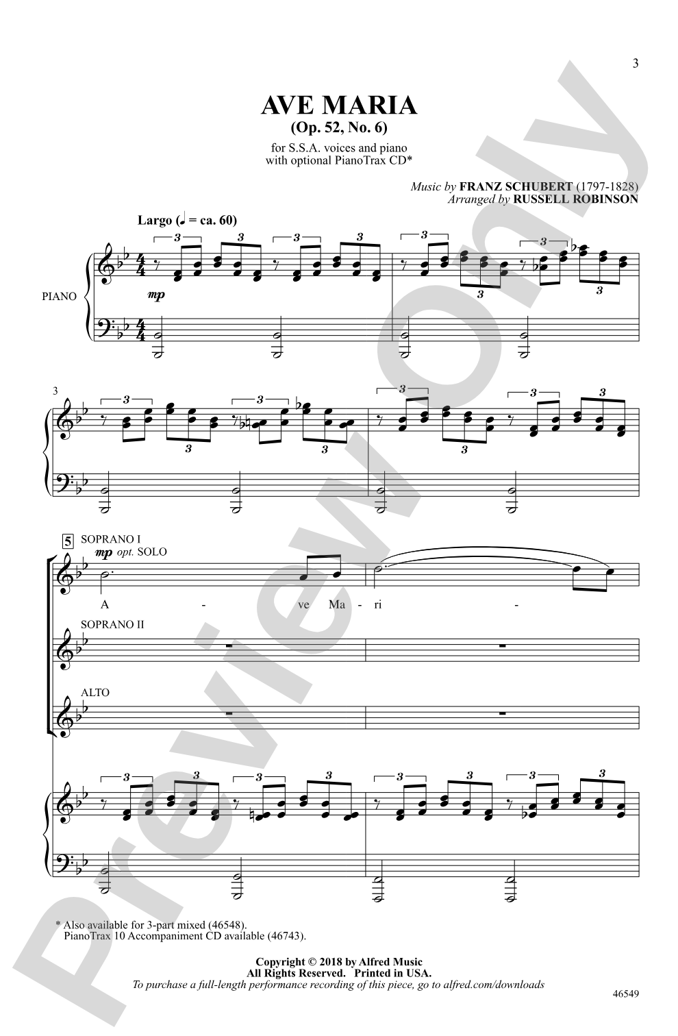 Ave Maria: SSA Choral Octavo