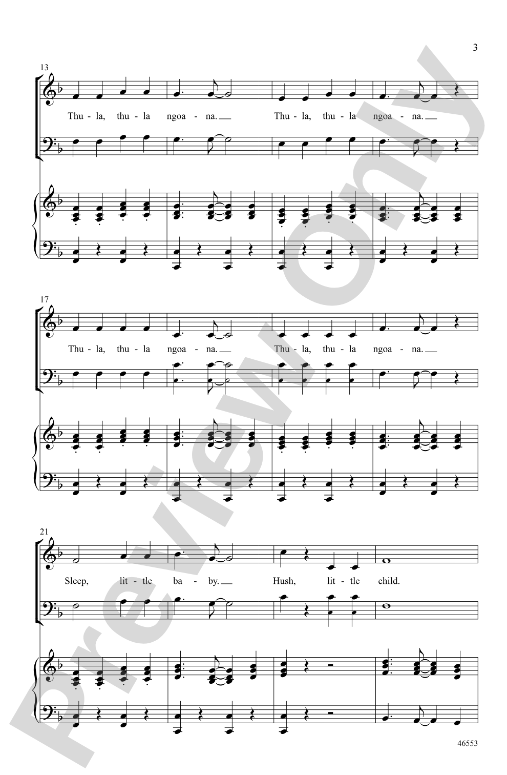 Thula, Thula Ngoana: 3-Part Mixed Choral Octavo