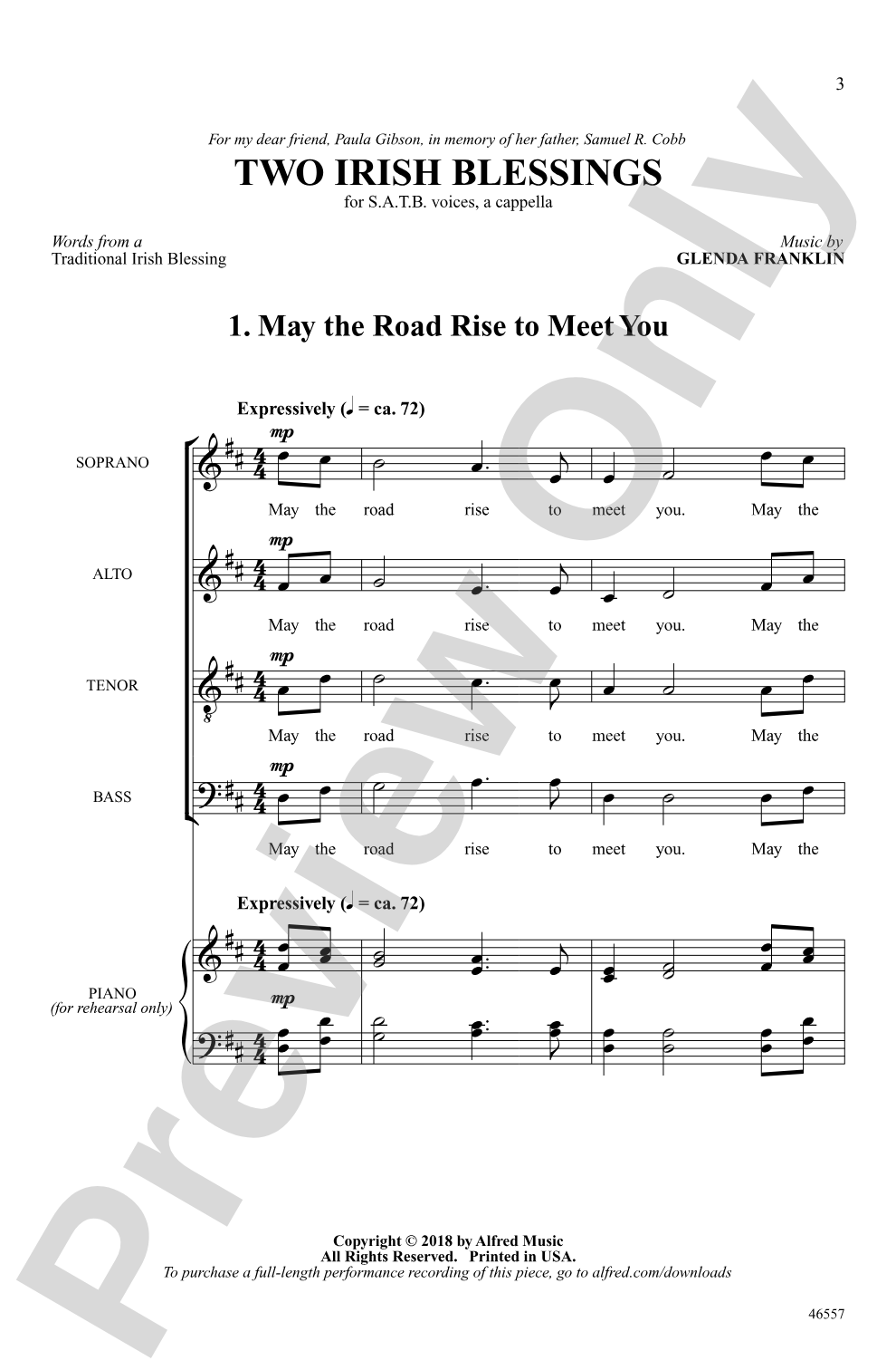 Two Irish Blessings: SATB, <i>a cappella</i> Choral Octavo