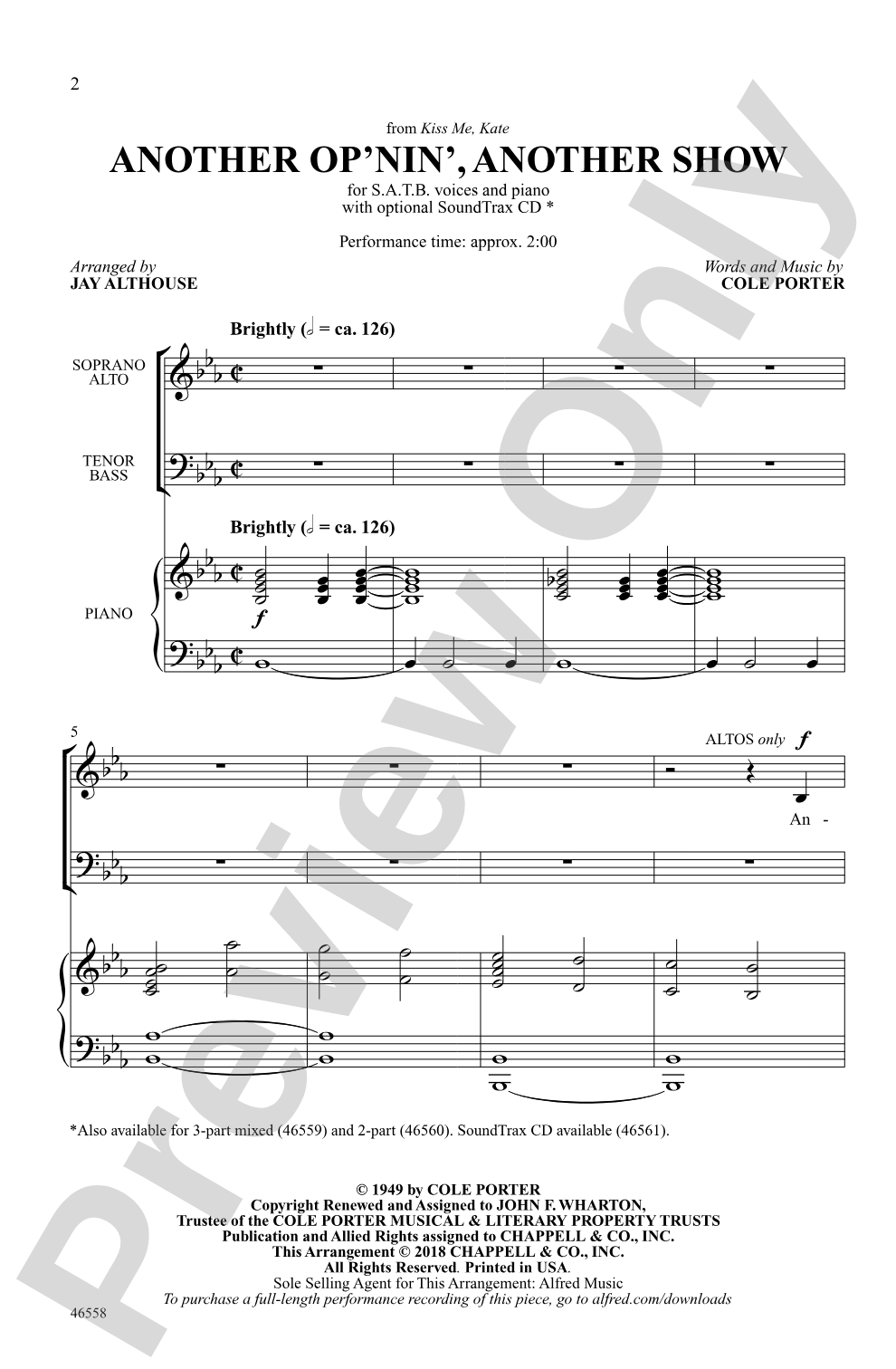 Another Op'nin', Another Show: SATB Choral Octavo