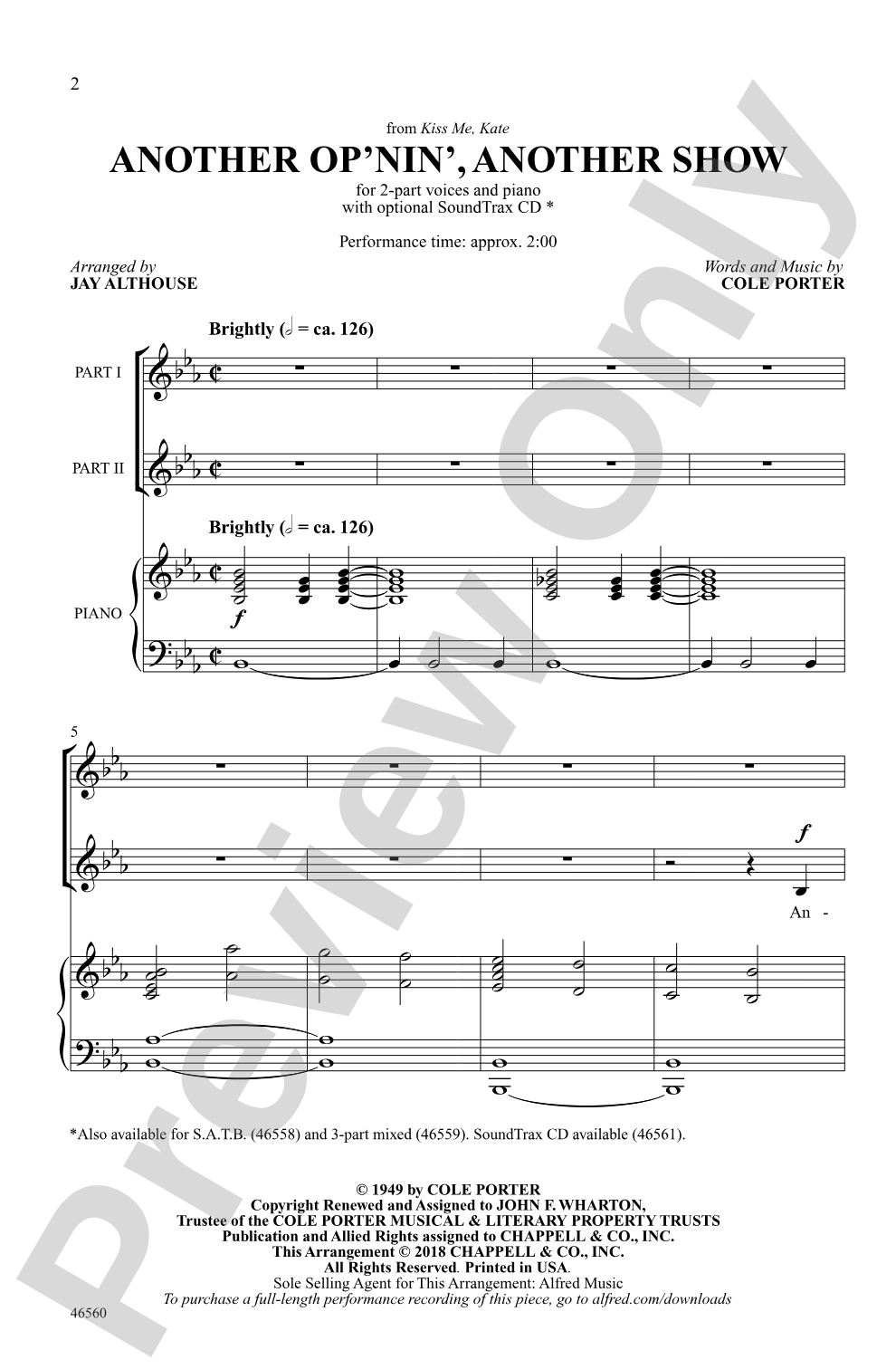 Another Op'nin', Another Show: 2-Part Choral Octavo