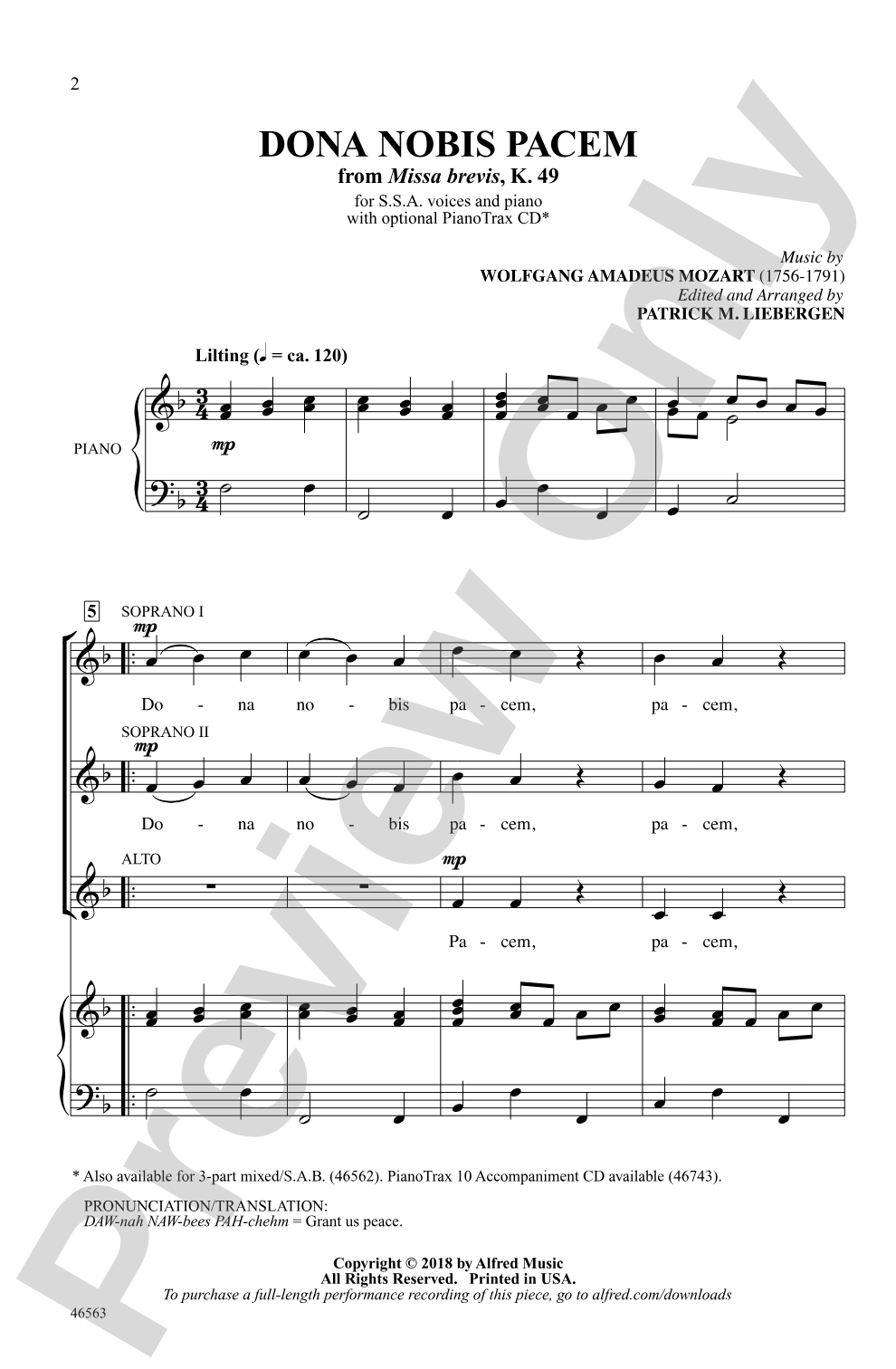 Dona Nobis Pacem: SSA Choral Octavo