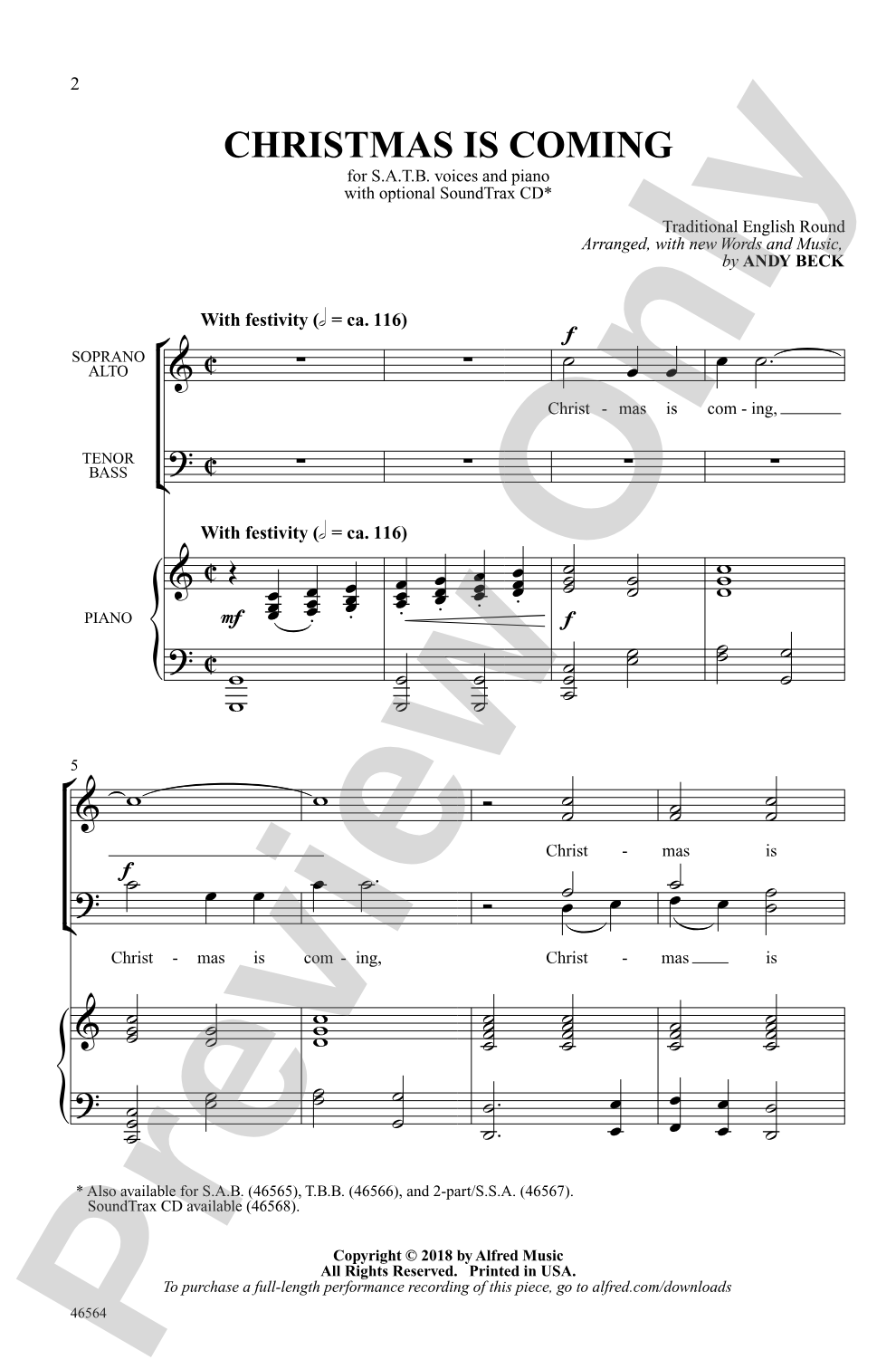 Christmas Is Coming: SATB Choral Octavo