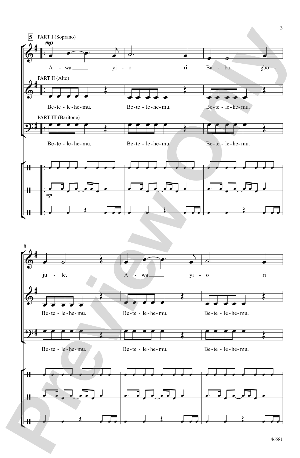 Betelehemu: 3-Part Mixed / SAB, Choral Octavo