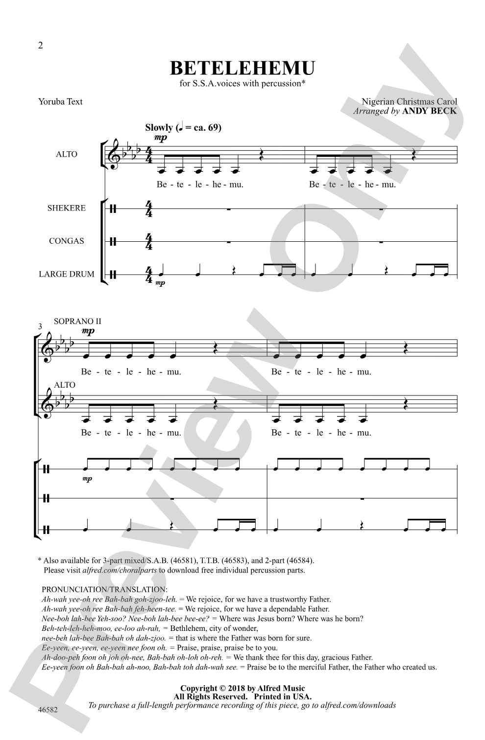 Betelehemu: SSA Choral Octavo