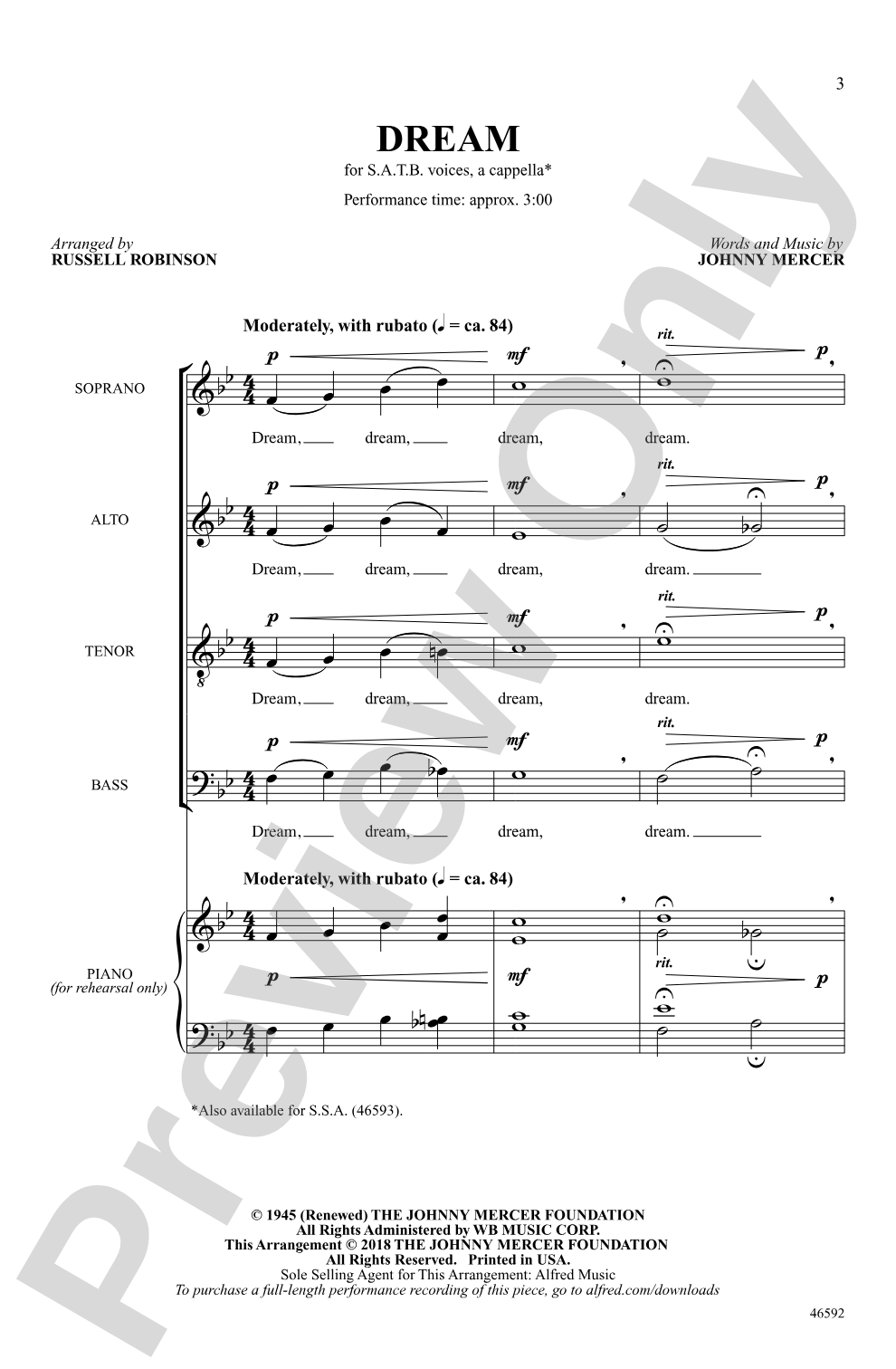 Dream: SATB, <i>a cappella</i> Choral Octavo