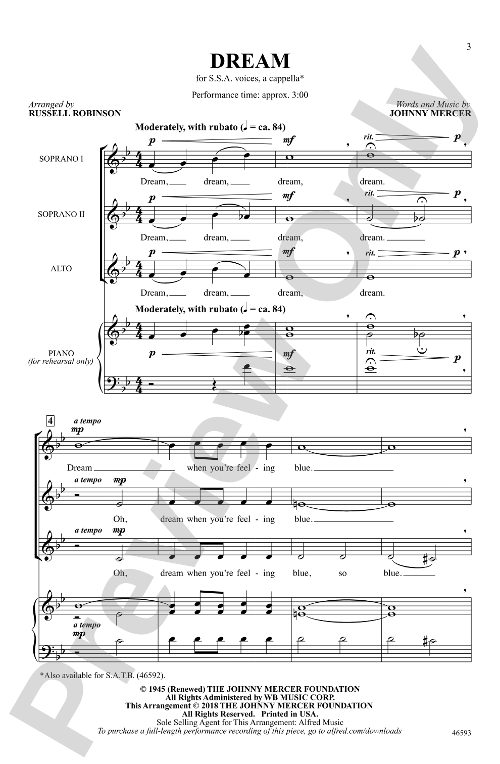 Dream: SSA, <i>a cappella</i> Choral Octavo
