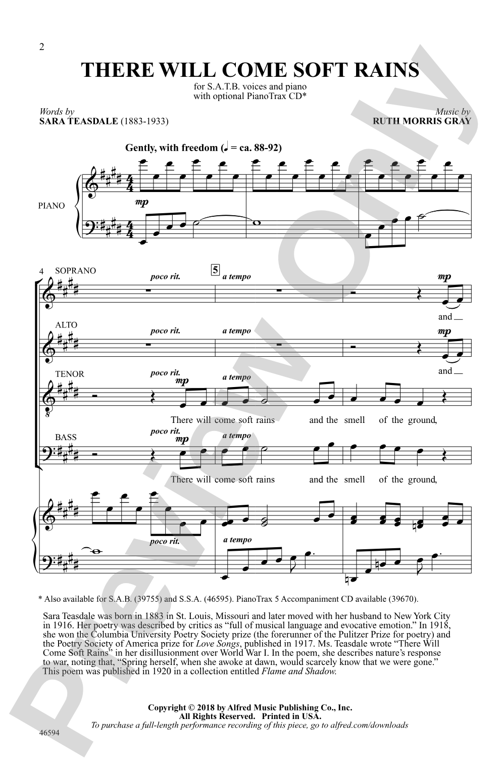 There Will Come Soft Rains: SATB Choral Octavo
