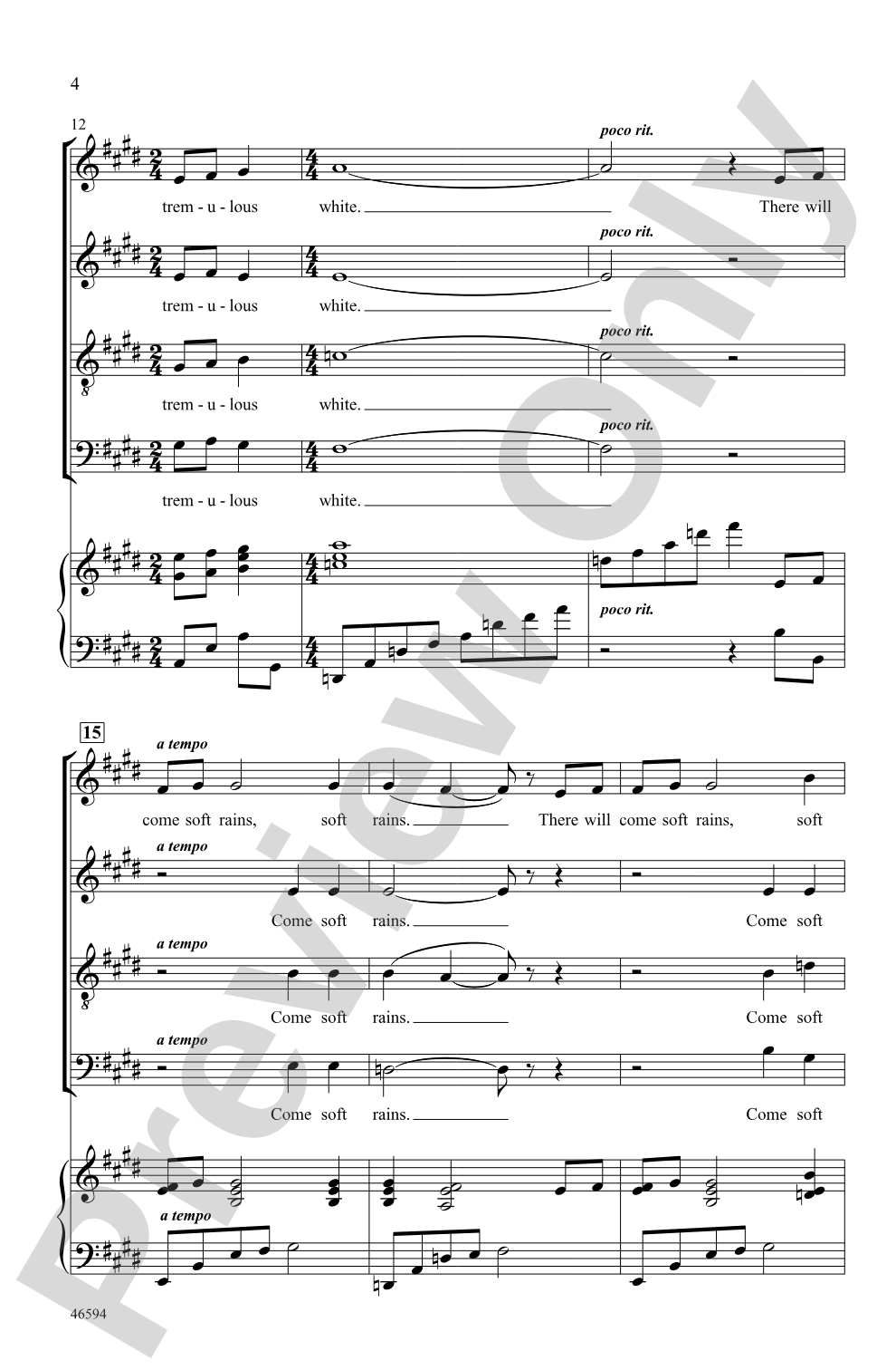 There Will Come Soft Rains: SATB Choral Octavo