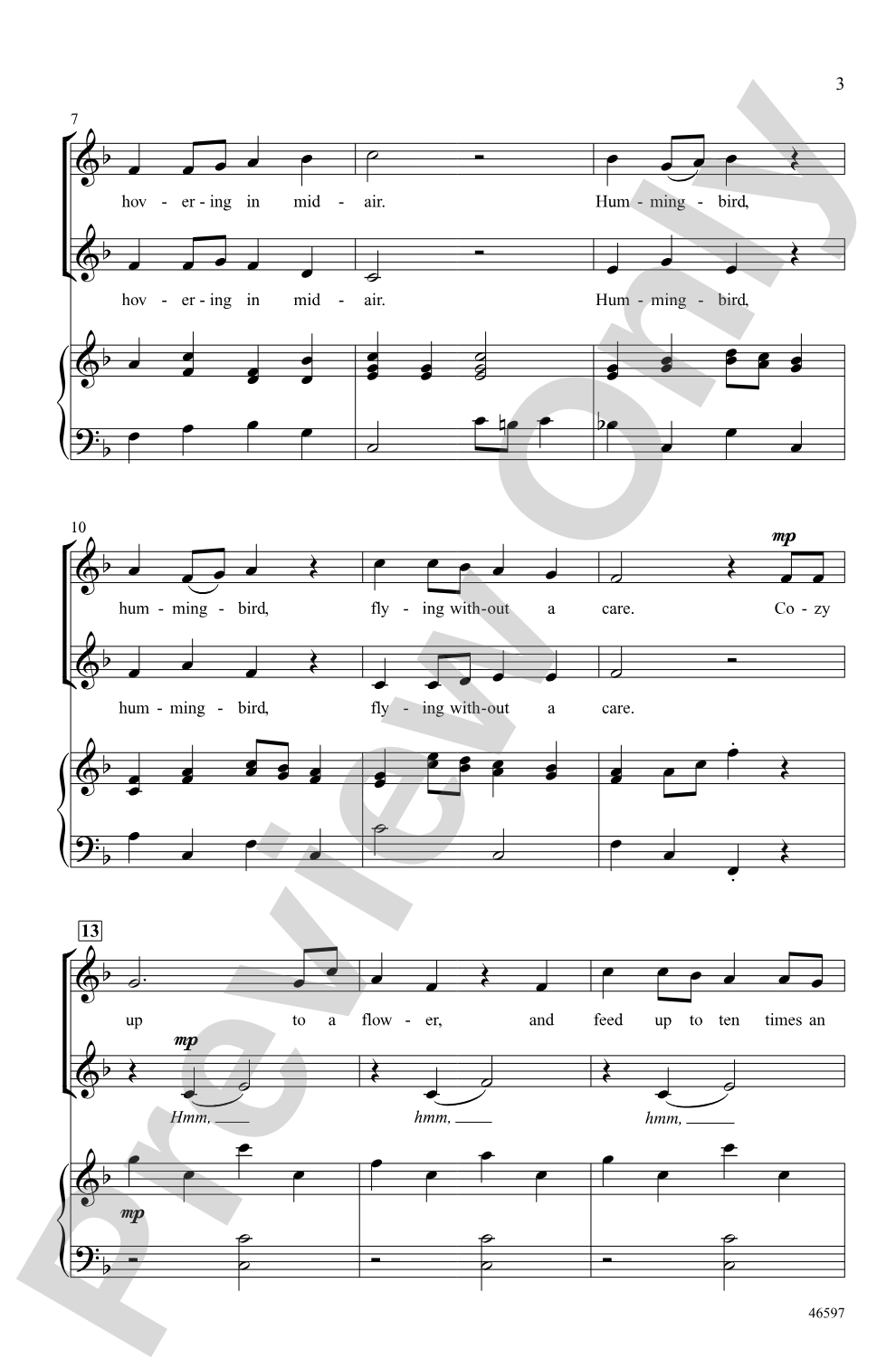Hummingbird: 2-Part Choral Octavo