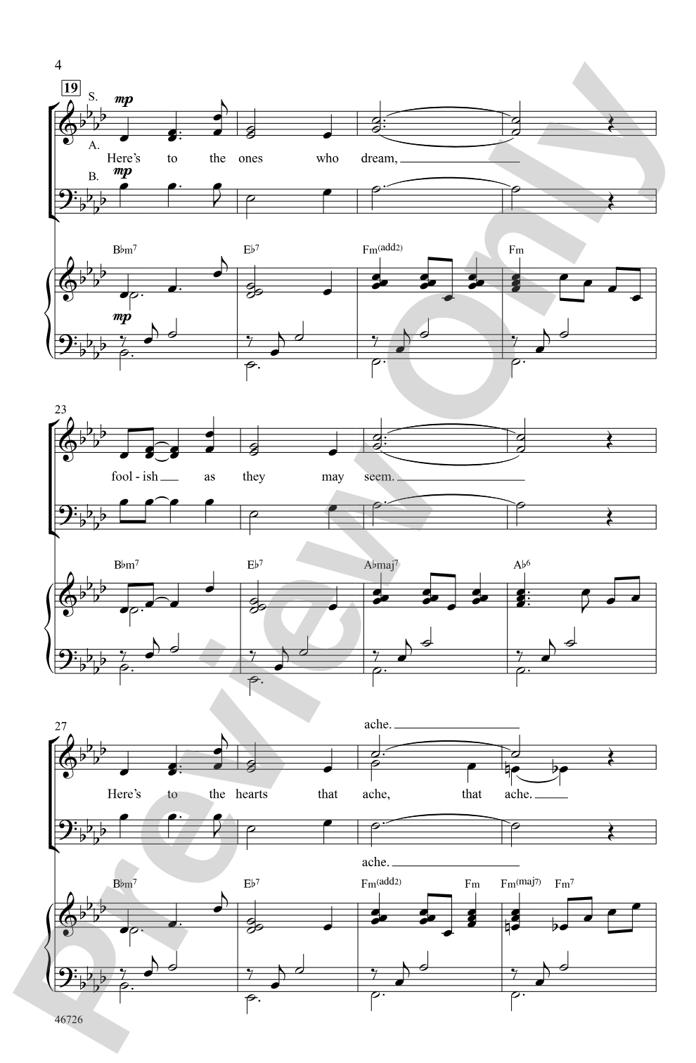 Audition (The Fools Who Dream): SAB Choral Octavo