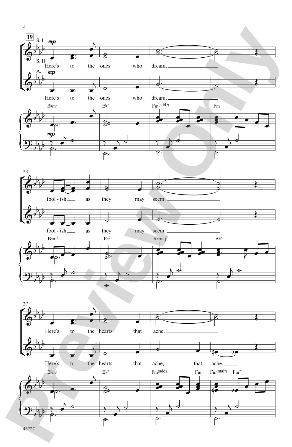 Audition (The Fools Who Dream): SSA Choral Octavo