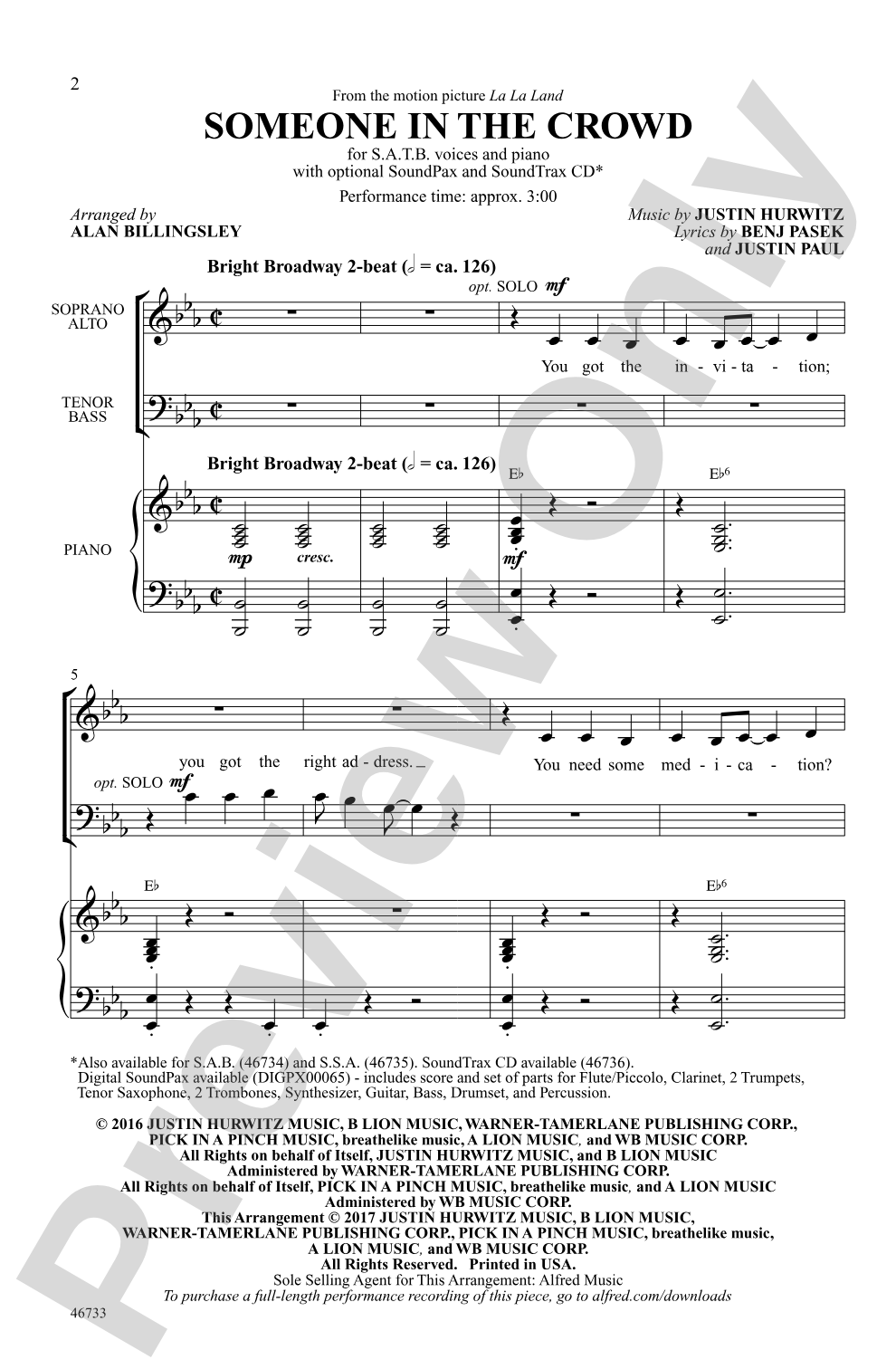 Someone in the Crowd: SATB Choral Octavo