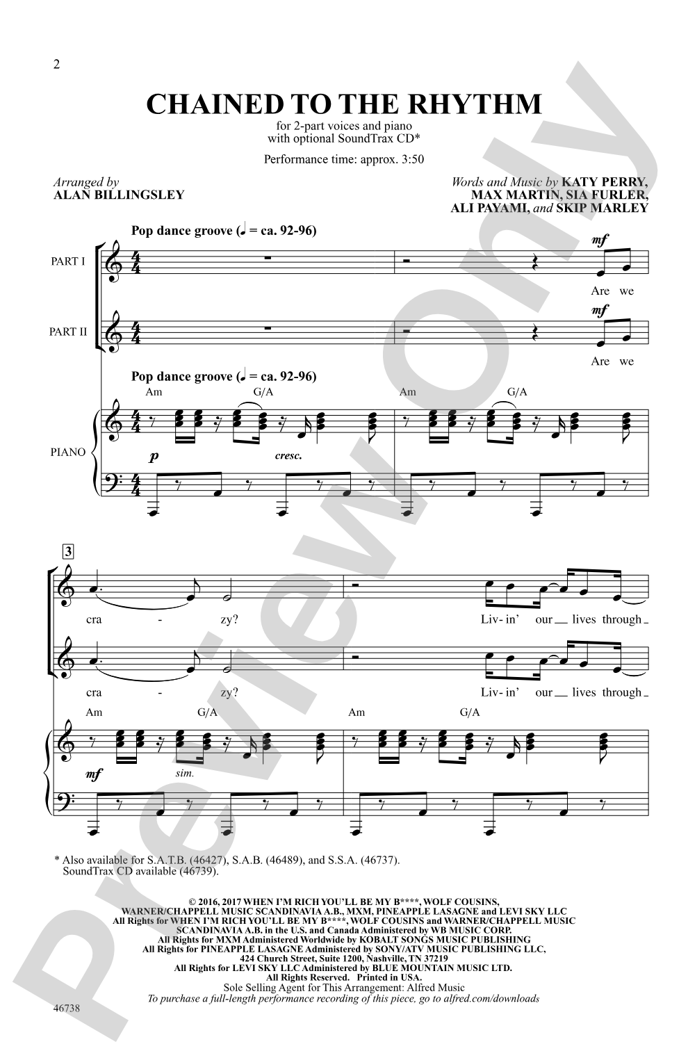 Chained to the Rhythm: 2-Part Choral Octavo