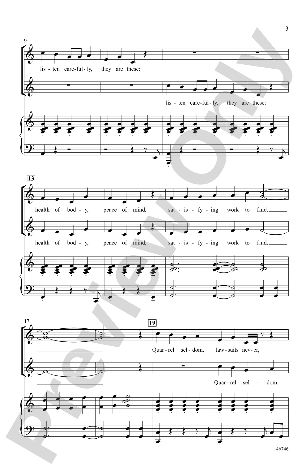 A Pleasant Life: SSA Choral Octavo