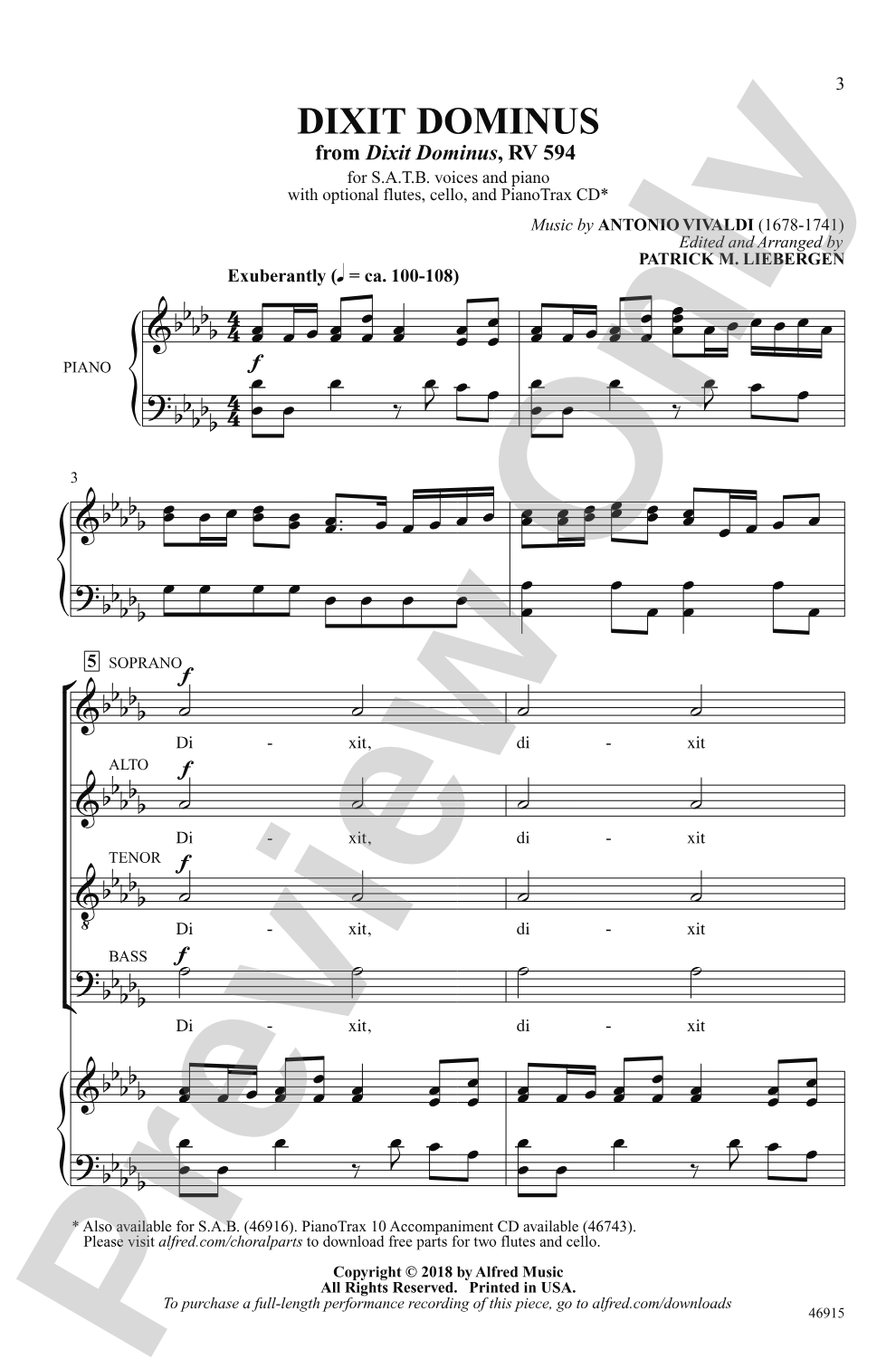Dixit Dominus: SATB Choral Octavo