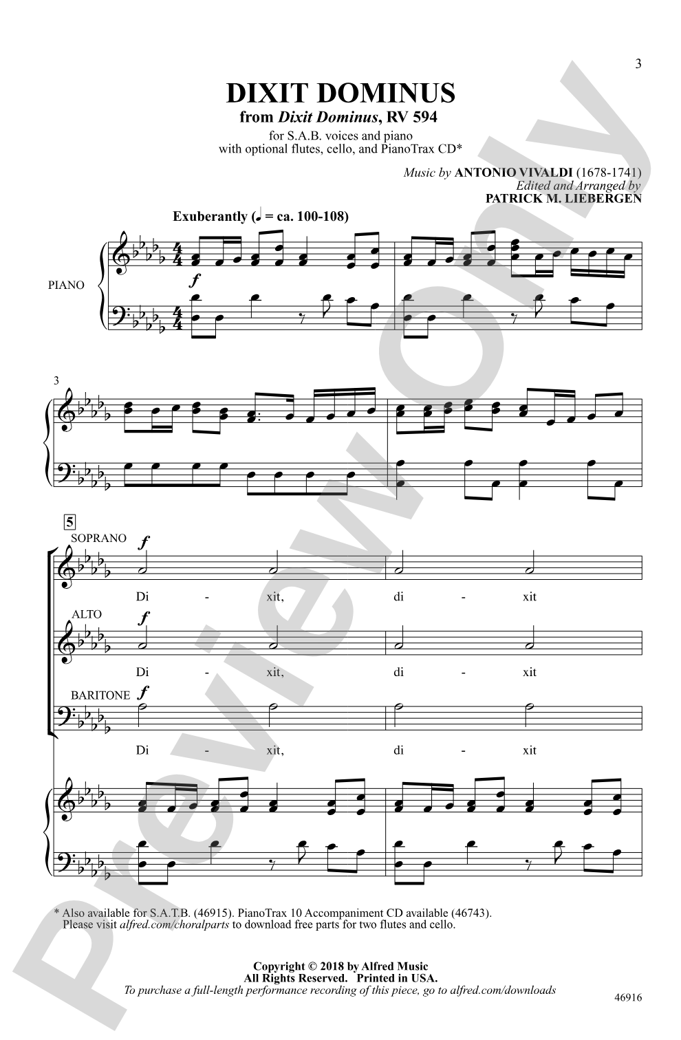 Dixit Dominus: SAB Choral Octavo