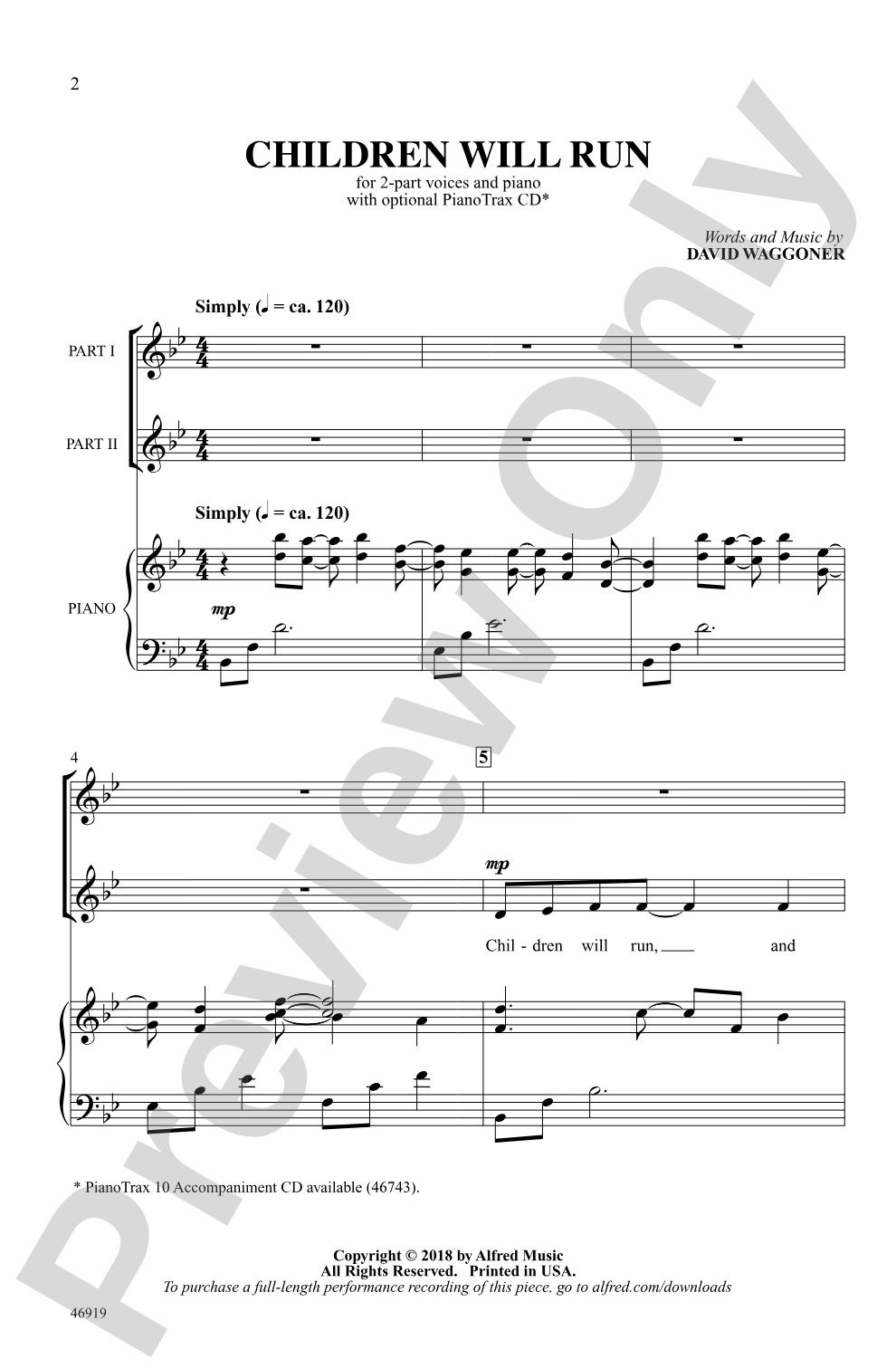 Children Will Run: 2-Part Choral Octavo