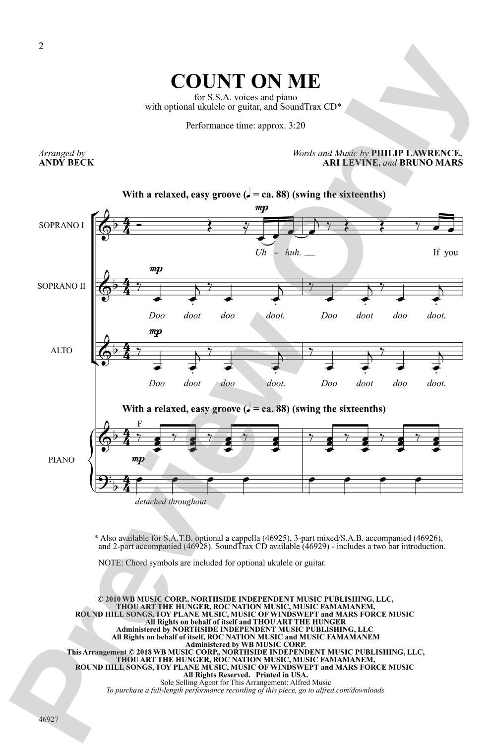 Count on Me: SSA Choral Octavo