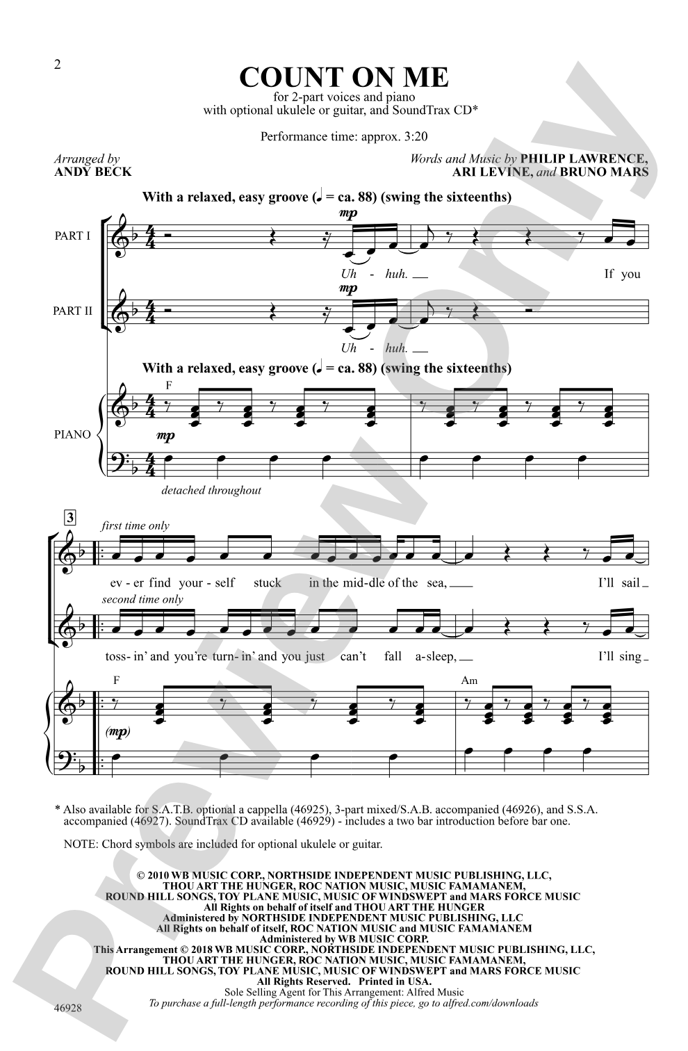 Count on Me: 2-Part Choral Octavo