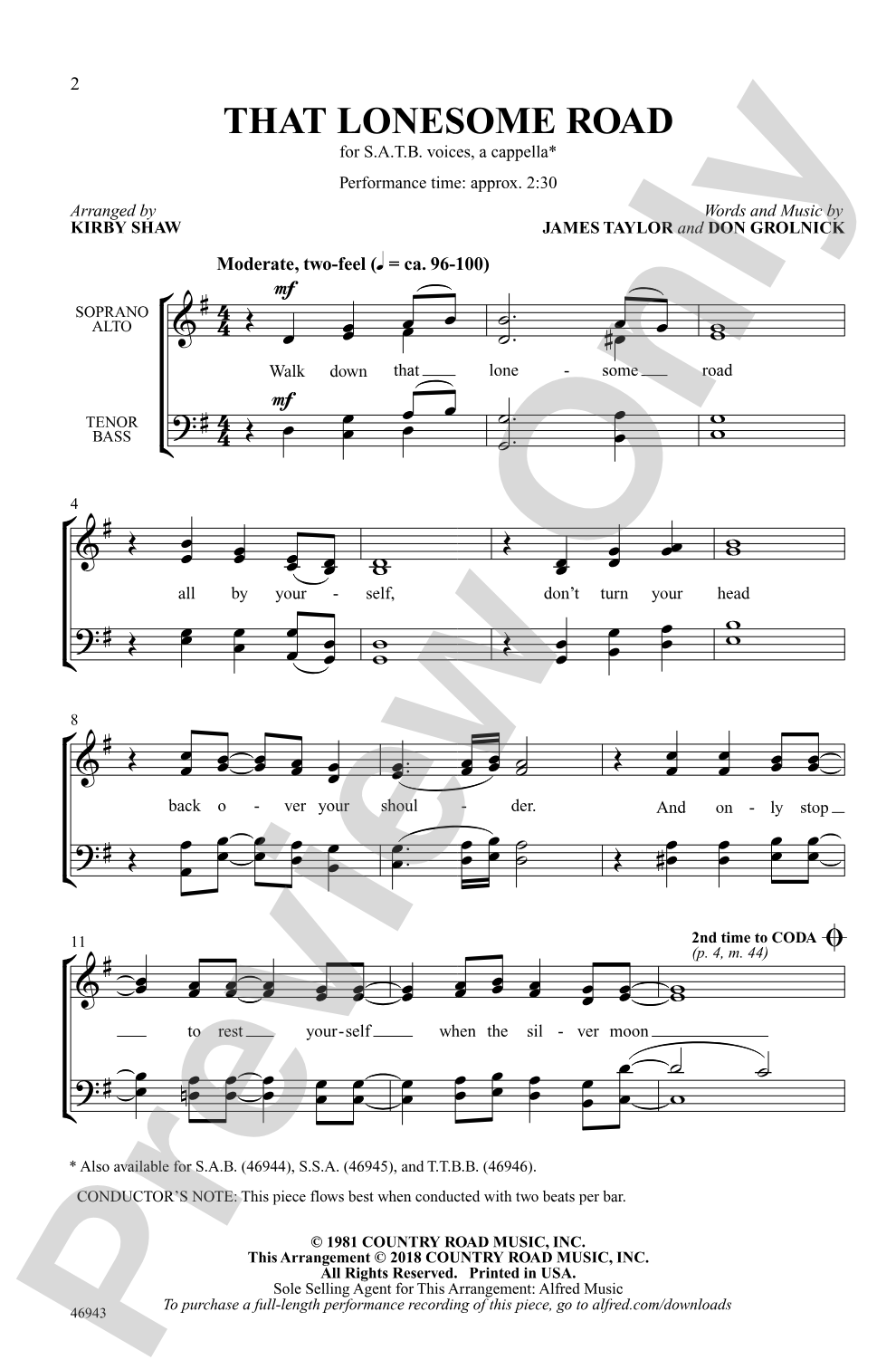 That Lonesome Road: SATB, <i>a cappella</i> Choral Octavo