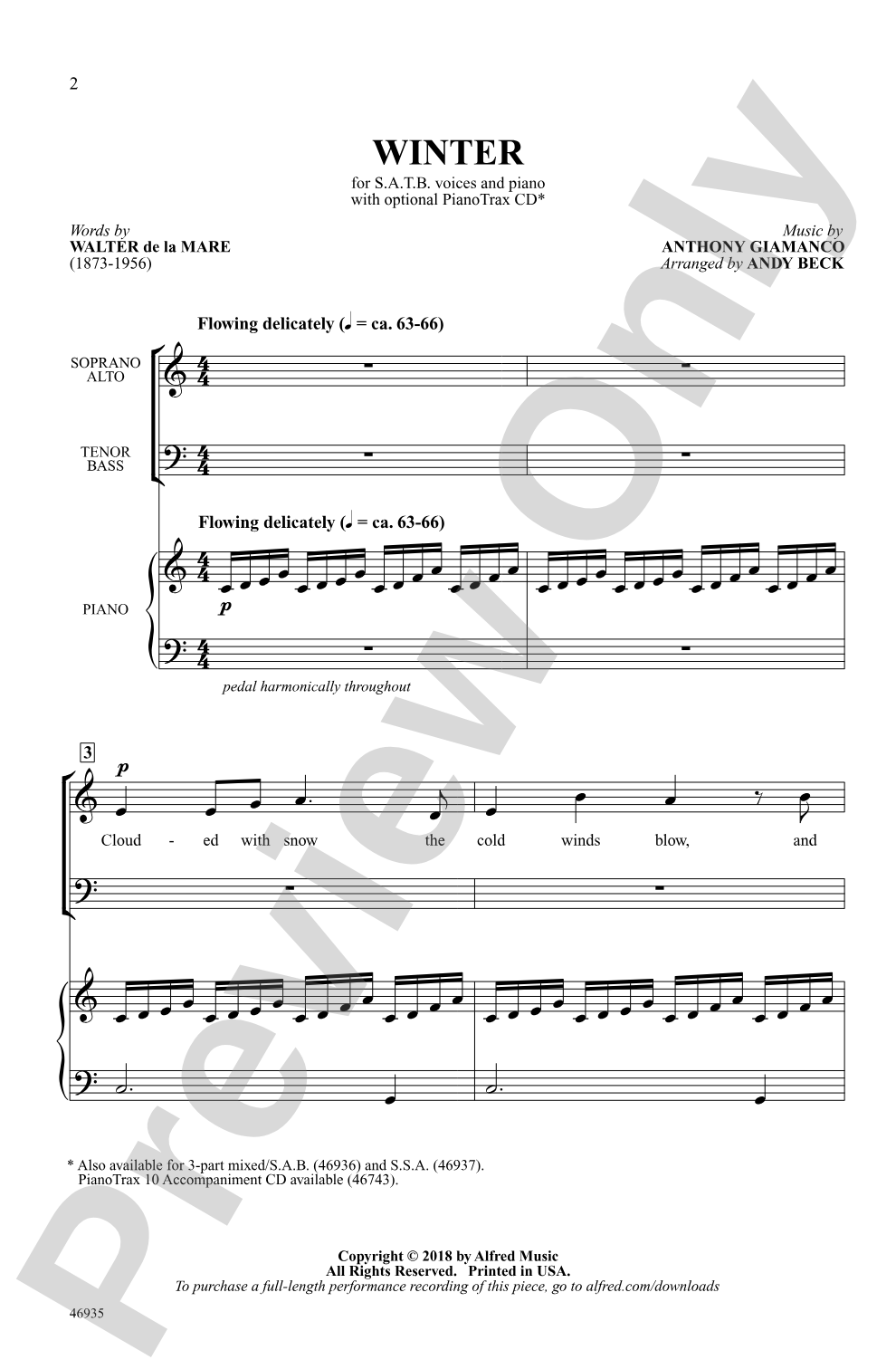 Winter: SATB Choral Octavo