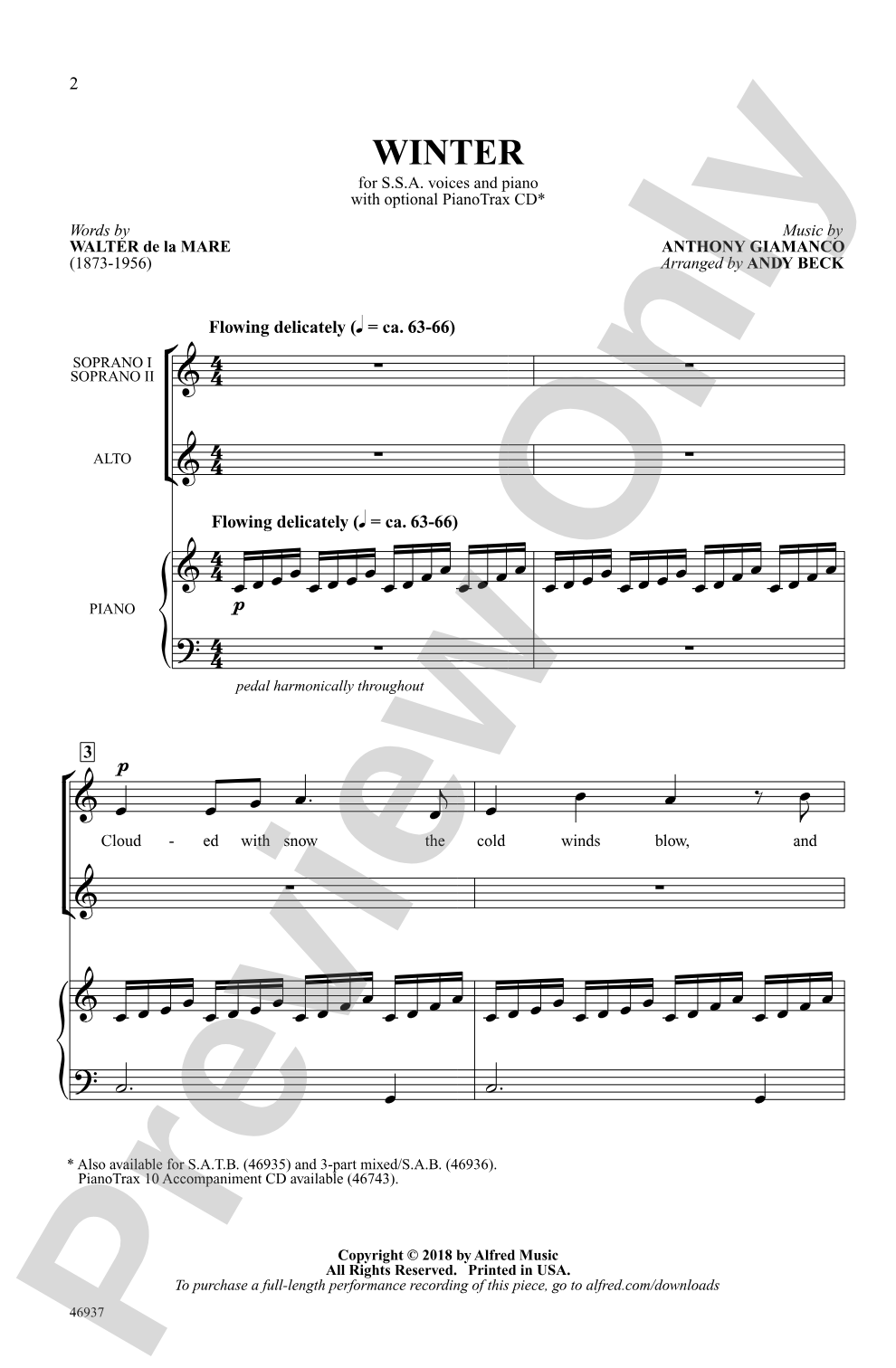 Winter: SSA Choral Octavo