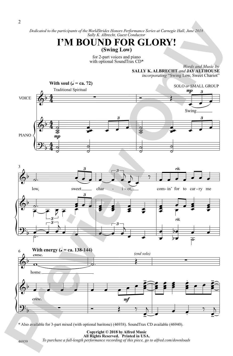 I'm Bound for Glory!: 2-Part Choral Octavo