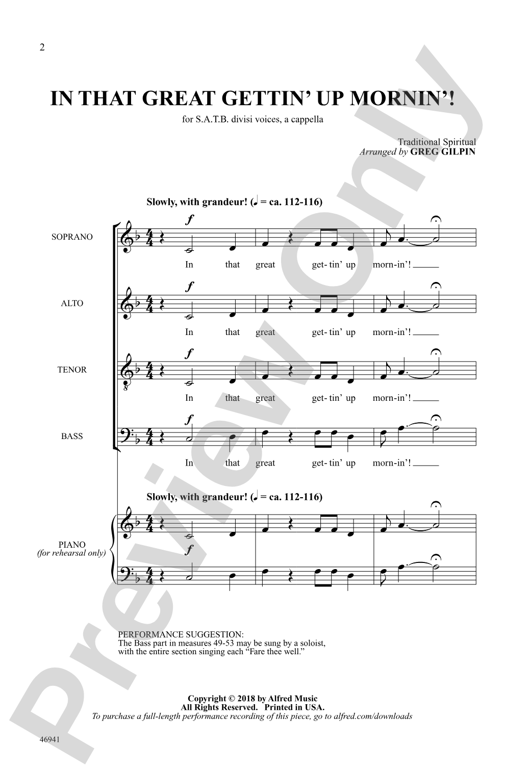 In That Great Gettin' Up Mornin'!: SATB, <i>a cappella</i> Choral Octavo