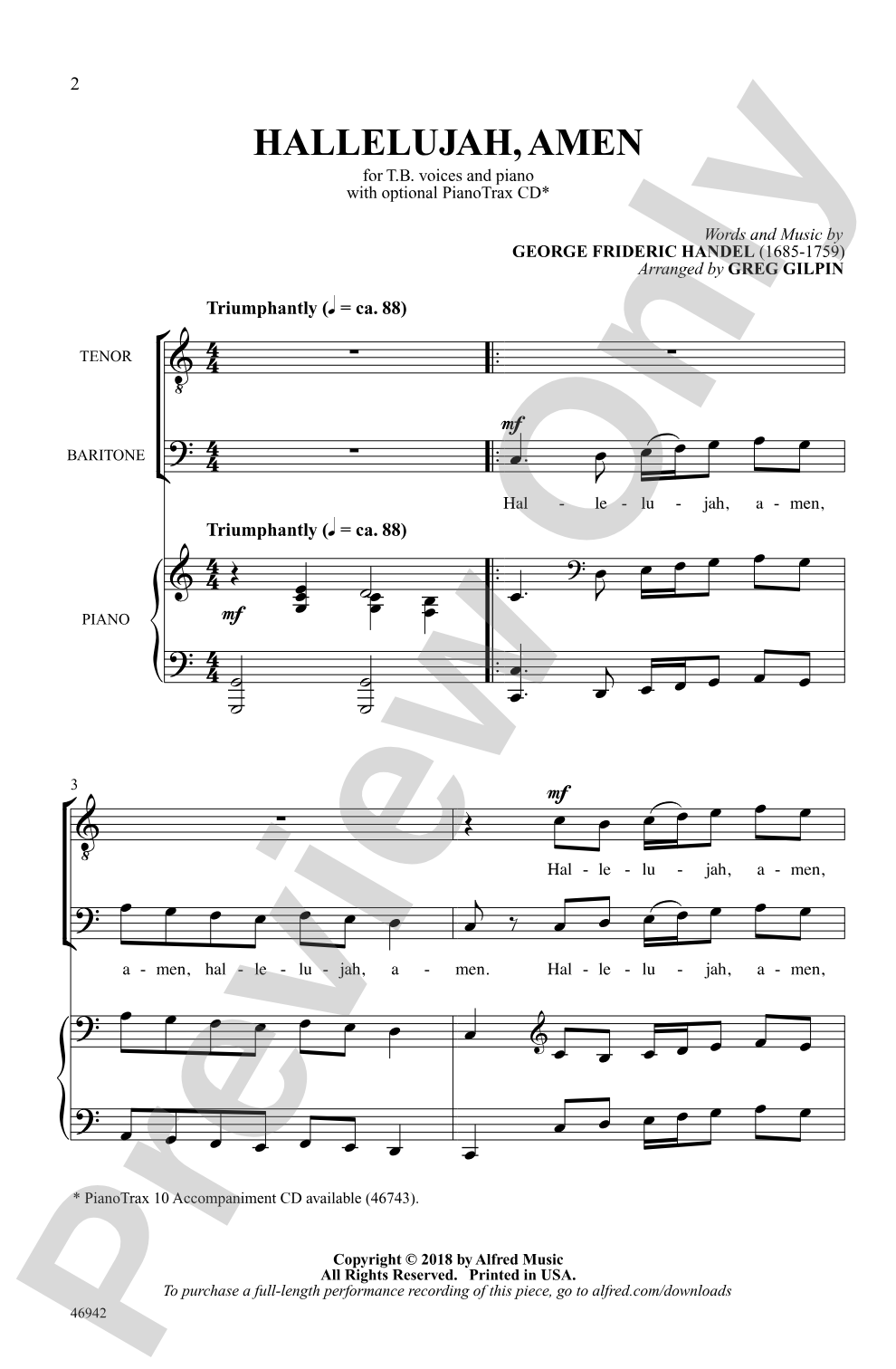 Hallelujah, Amen: TB Choral Octavo