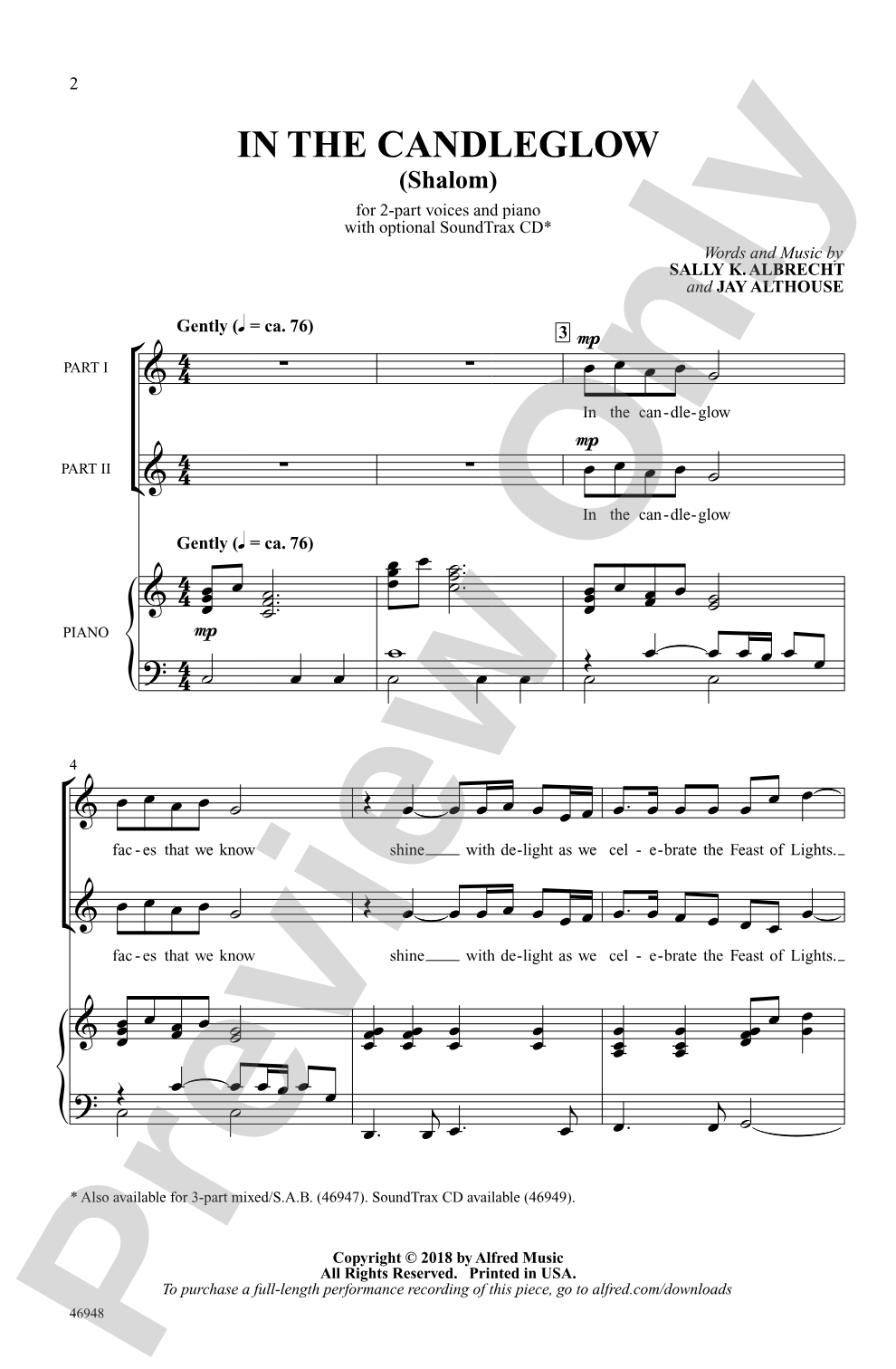 In the Candleglow: 2-Part Choral Octavo