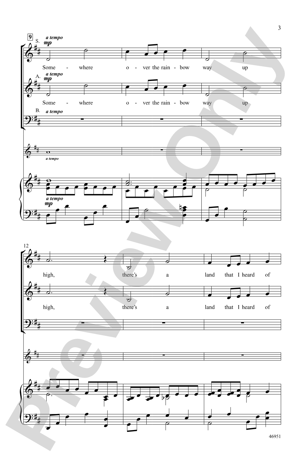 Over the Rainbow: SAB Choral Octavo