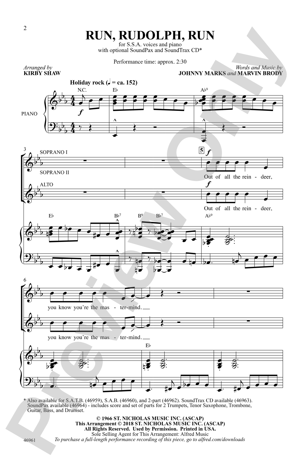 Run, Rudolph, Run: SSA Choral Octavo