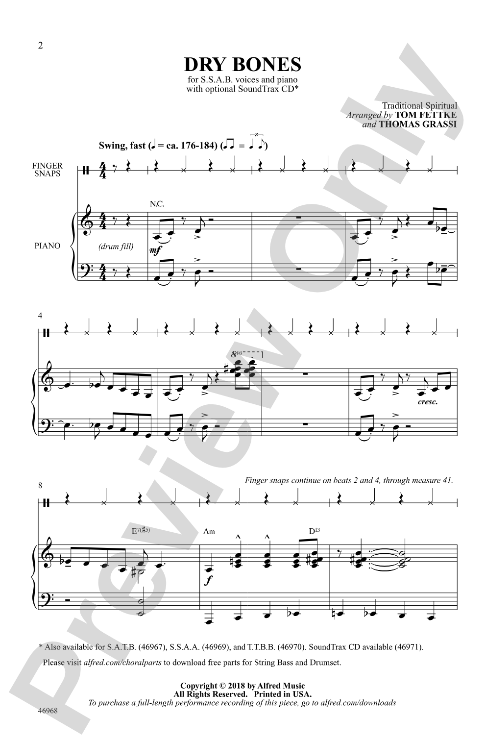 Dry Bones: SSAB Choral Octavo