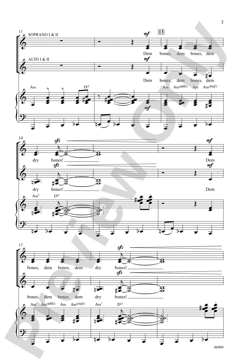 Dry Bones: SSAA Choral Octavo