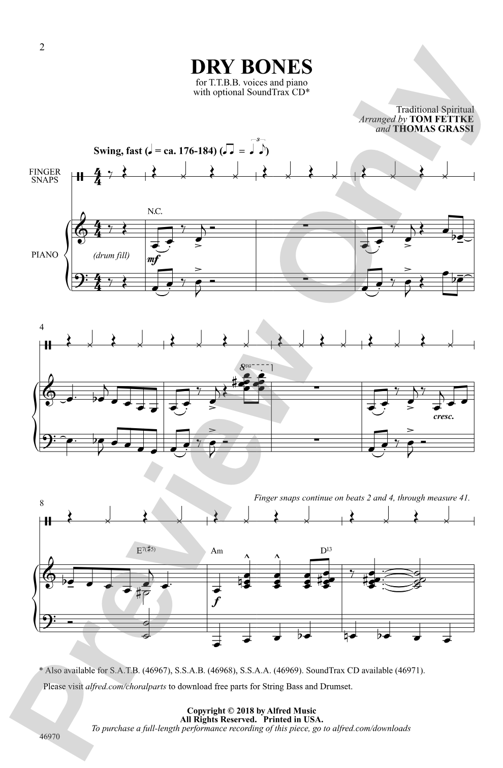 Dry Bones: TTBB Choral Octavo