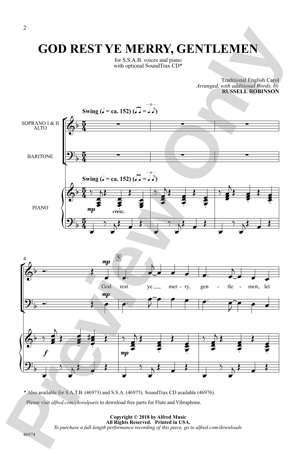 God Rest Ye Merry, Gentlemen: SSAB Choral Octavo