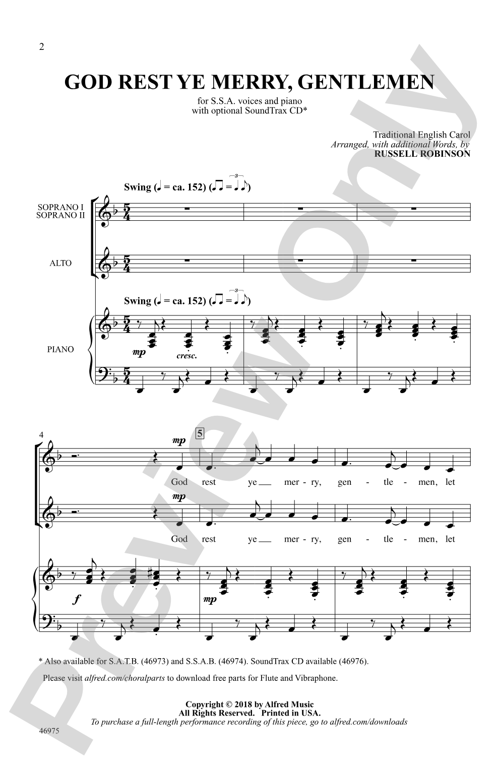 God Rest Ye Merry, Gentlemen: SSA Choral Octavo